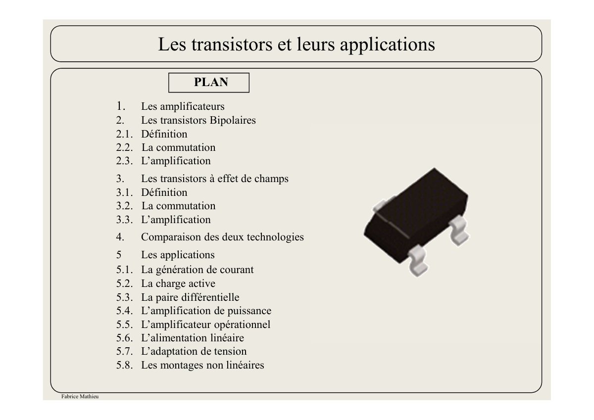 First page of transistors applications