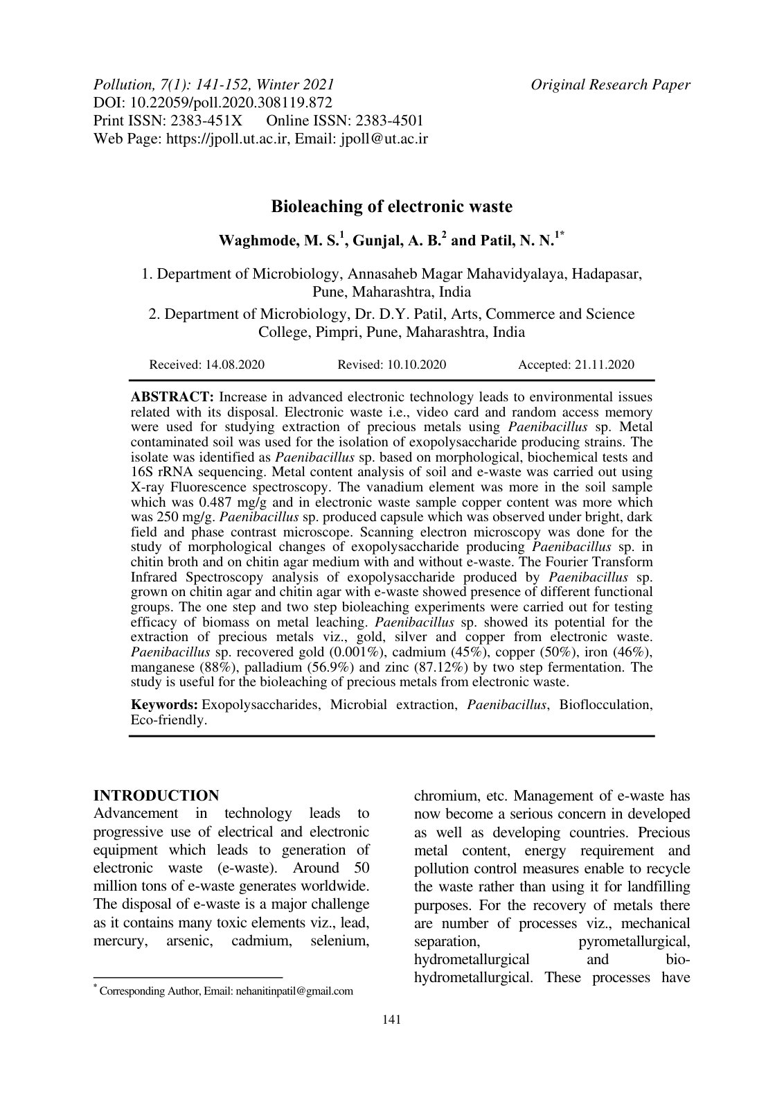 First page of Bioleaching of electronic waste