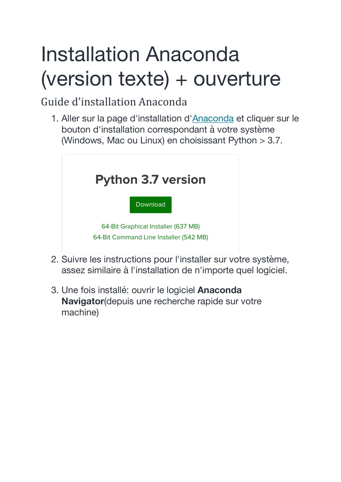 First page of Installation Anaconda (version texte) + ouverture(1)