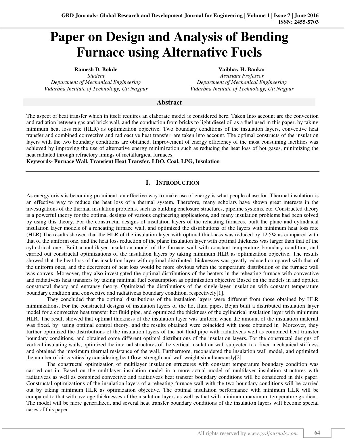 First page of Paper on Design and Analysis of Bending