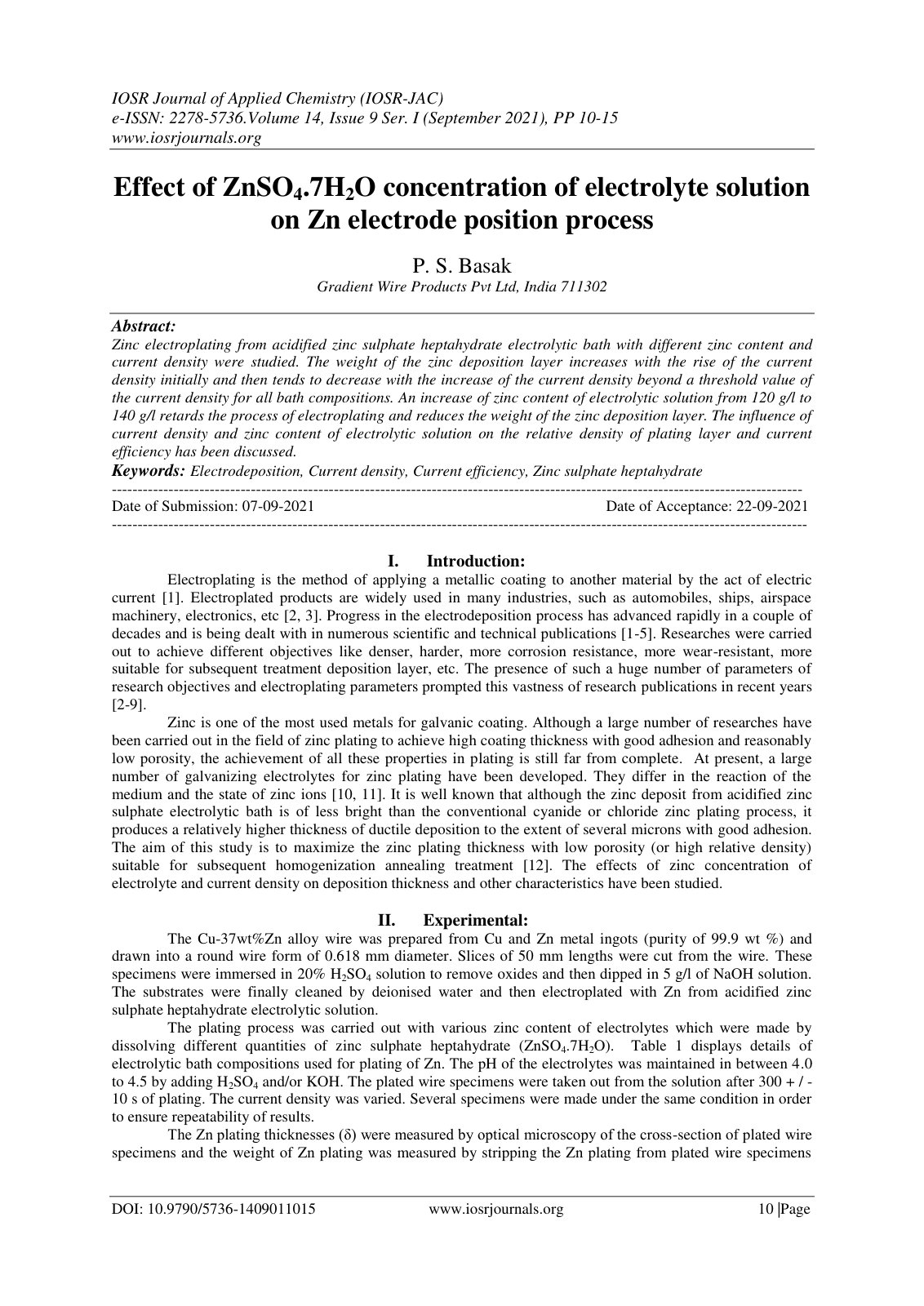 First page of Effect of ZnSO 4 7H 2 O concentration of
