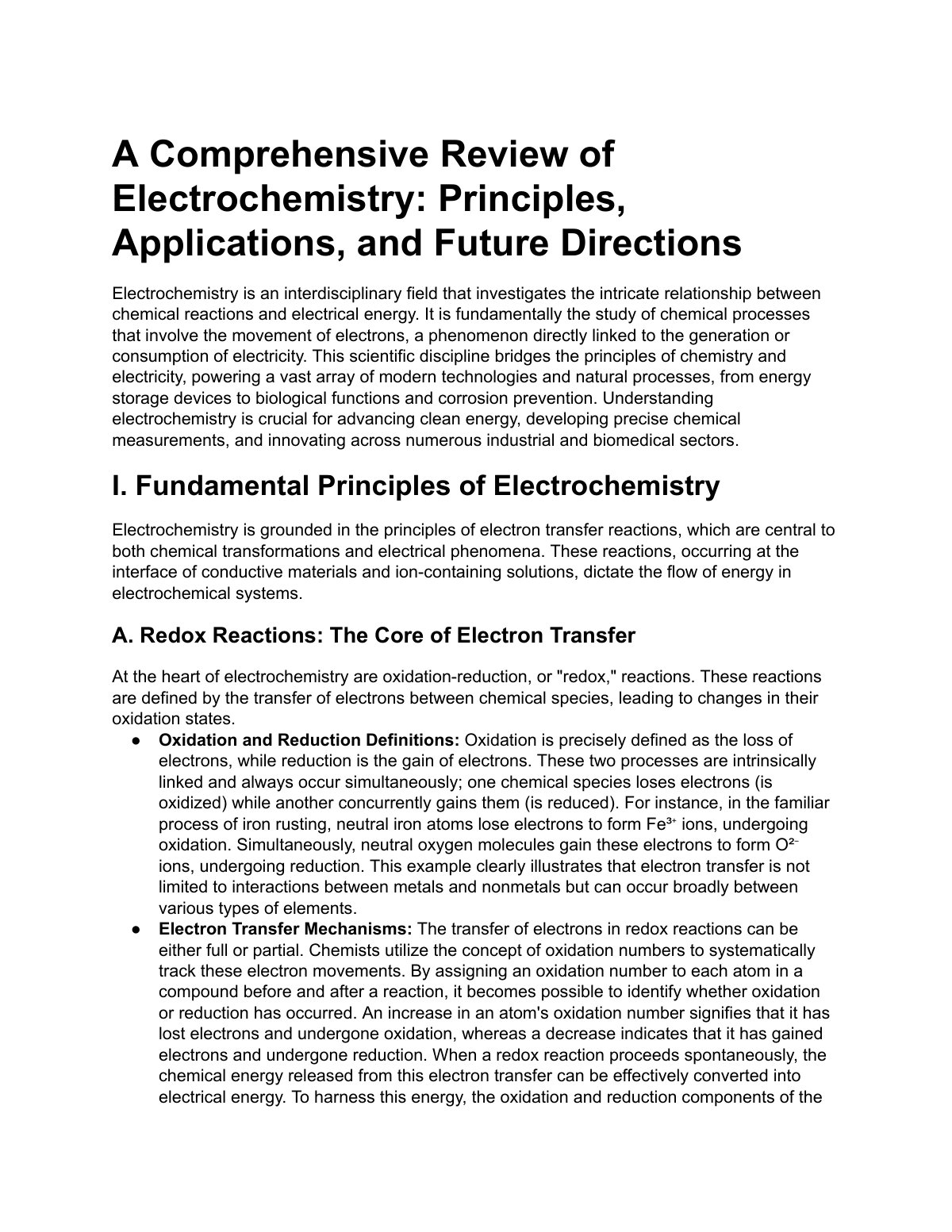 First page of A Comprehensive Review of Electrochemist