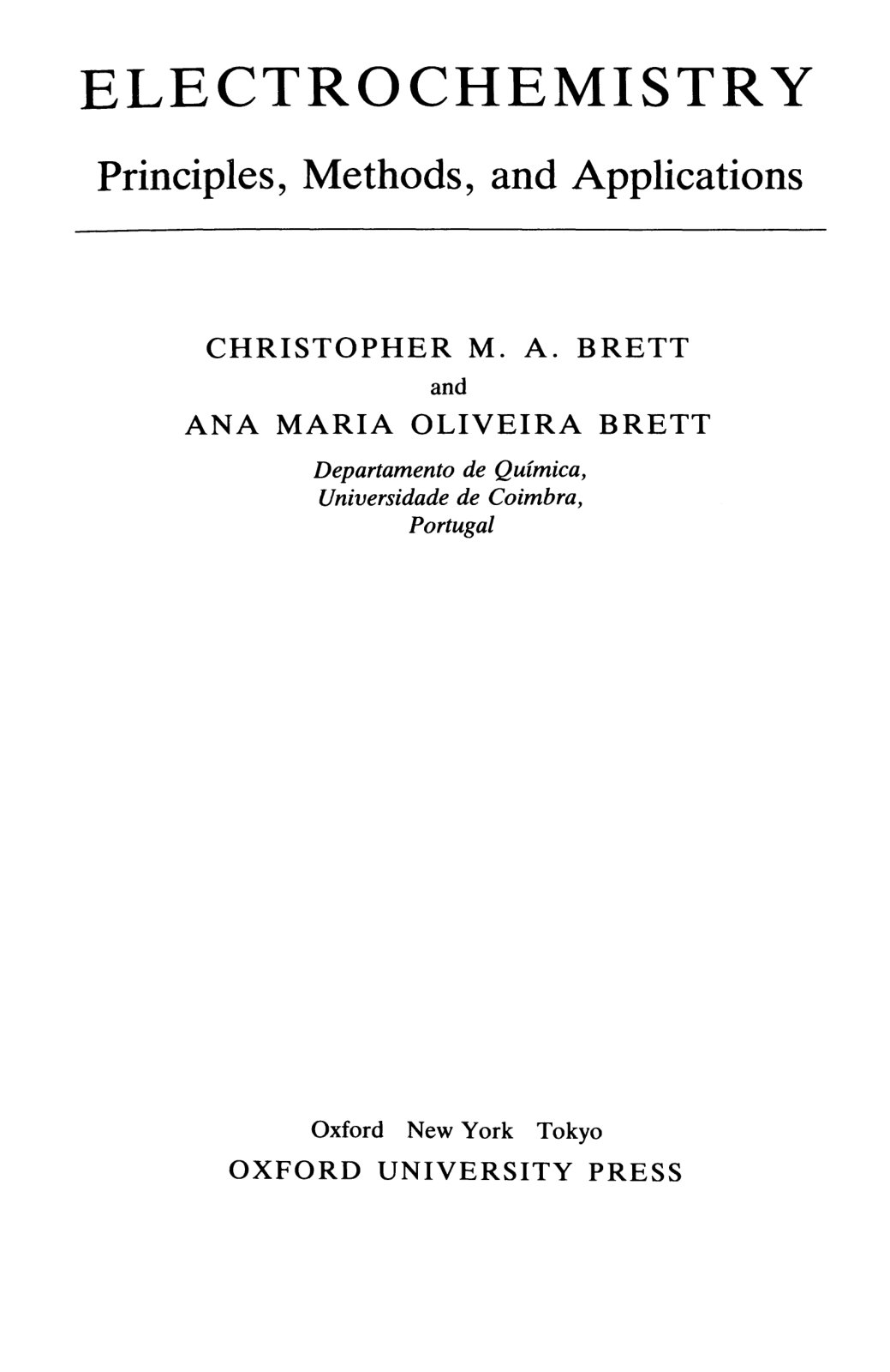 First page of ELECTROCHEMISTRY Principles Methods and