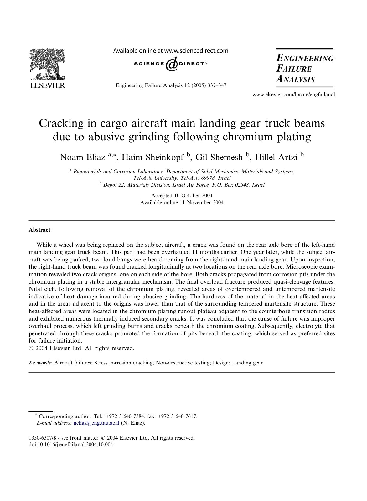 First page of Cracking in cargo aircraft main landing