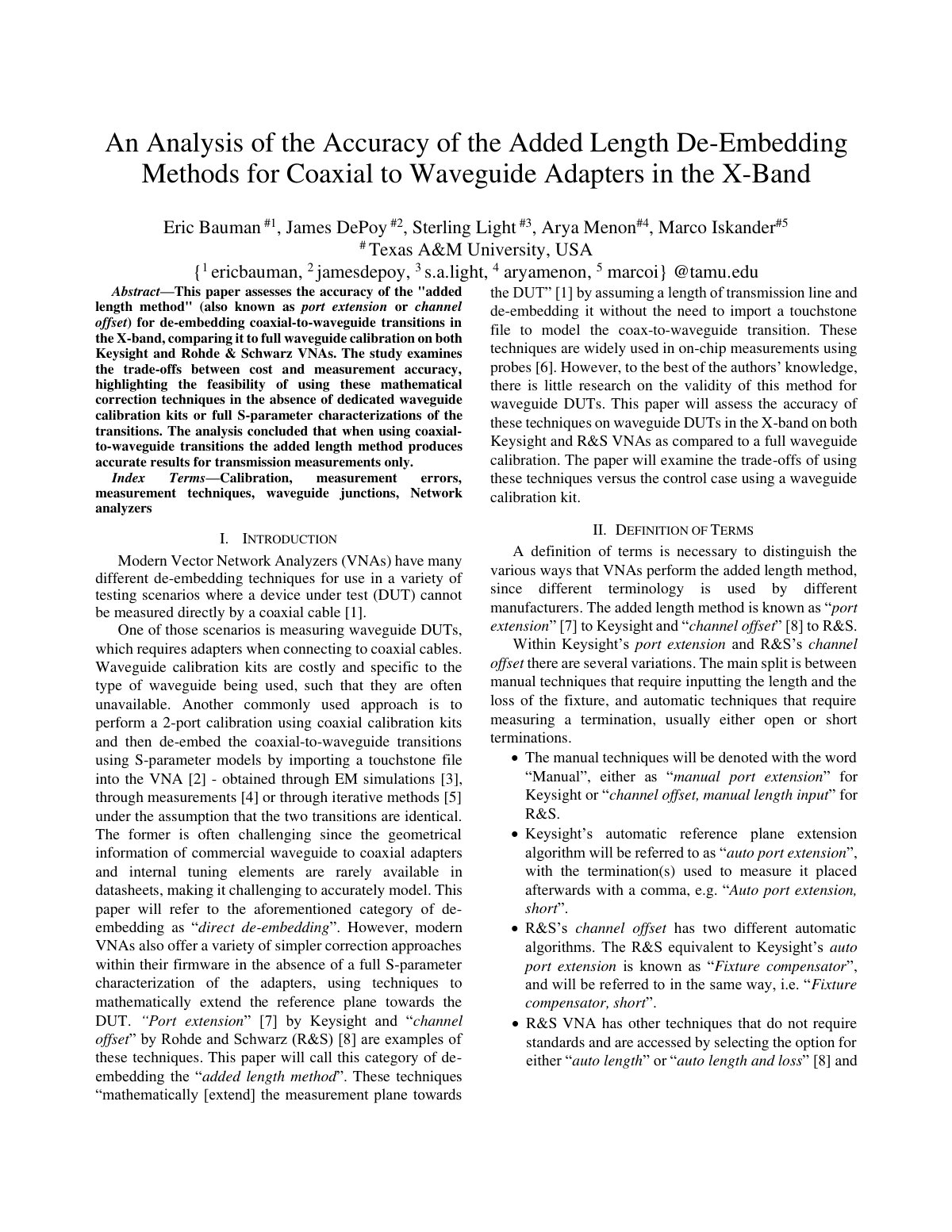 First page of 2026 Bauman XBand Adapter Deembedding