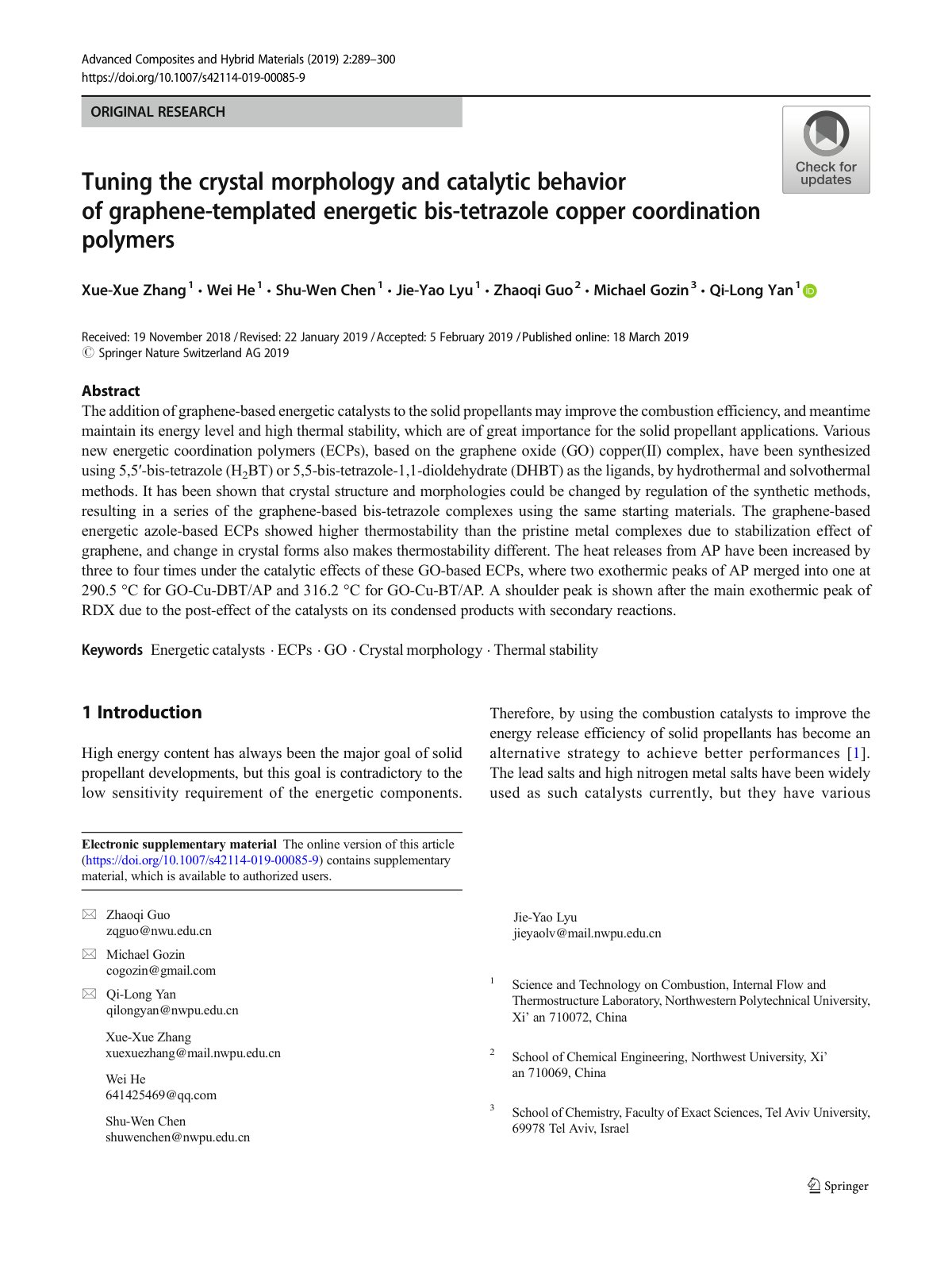 First page of Tuning the crystal morphology and cataly