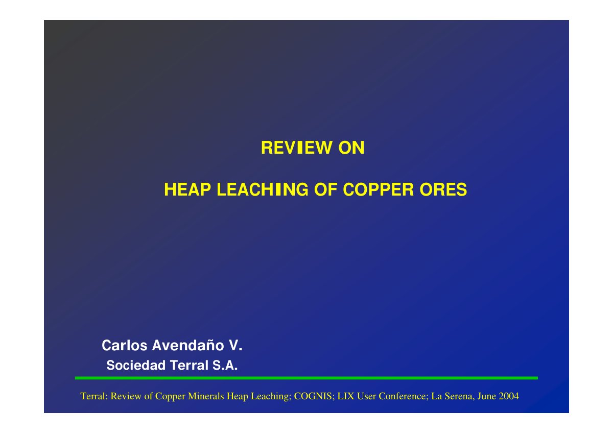 First page of PresentationHeapLeachingCopperOres[1]