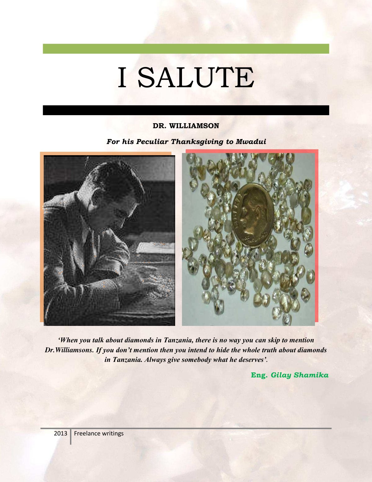 First page of Freelance writings