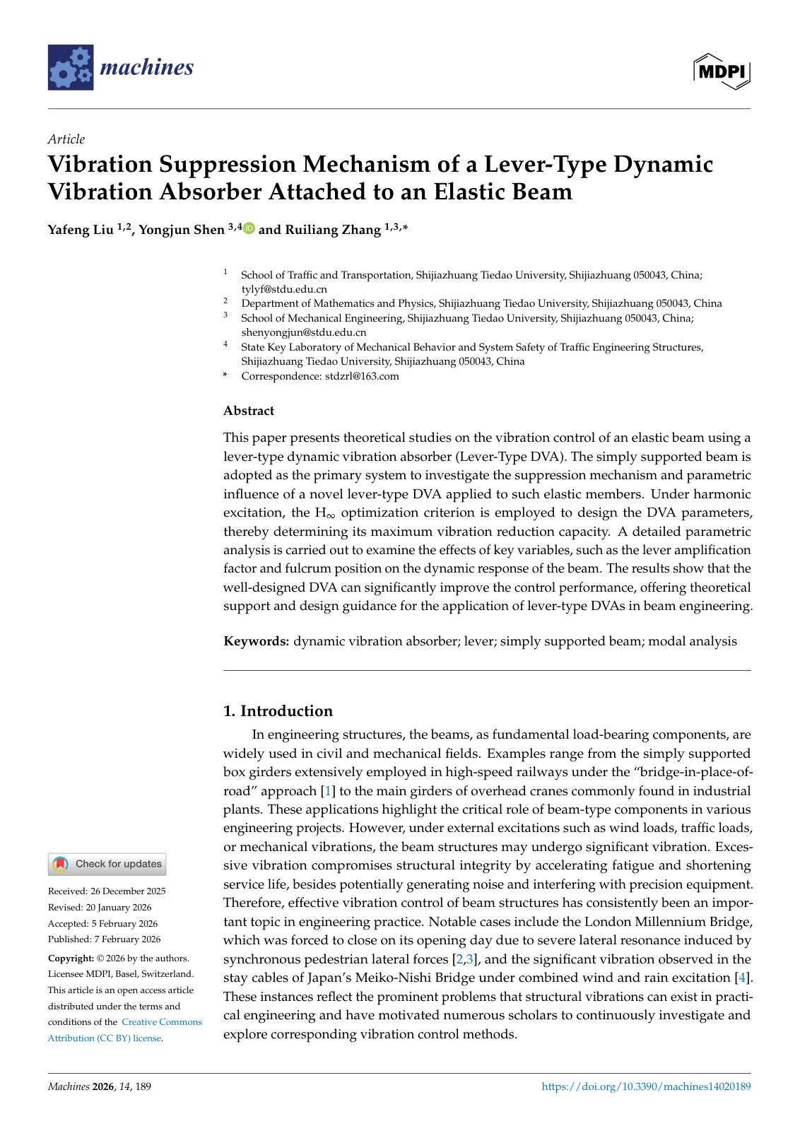 First page of Vibration Suppression Mechanism of a Lever Type Dy