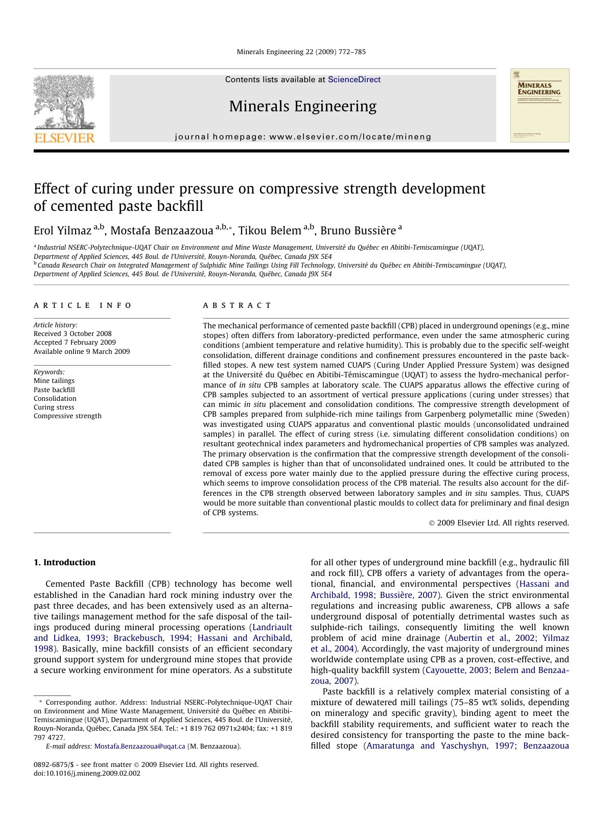 First page of Effect of curing under pressure on compr