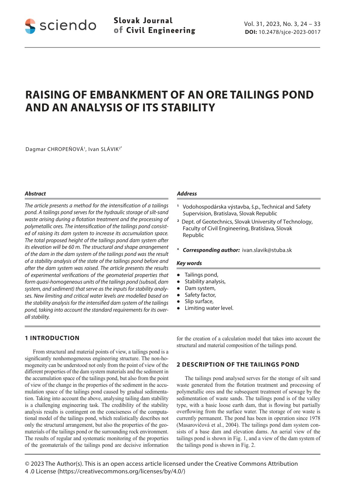 First page of Raising of Embankment of an Ore Tailings