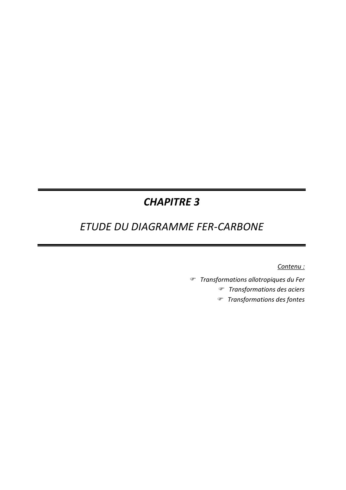 First page of chapitre 3 etude du diagramme fer carbone