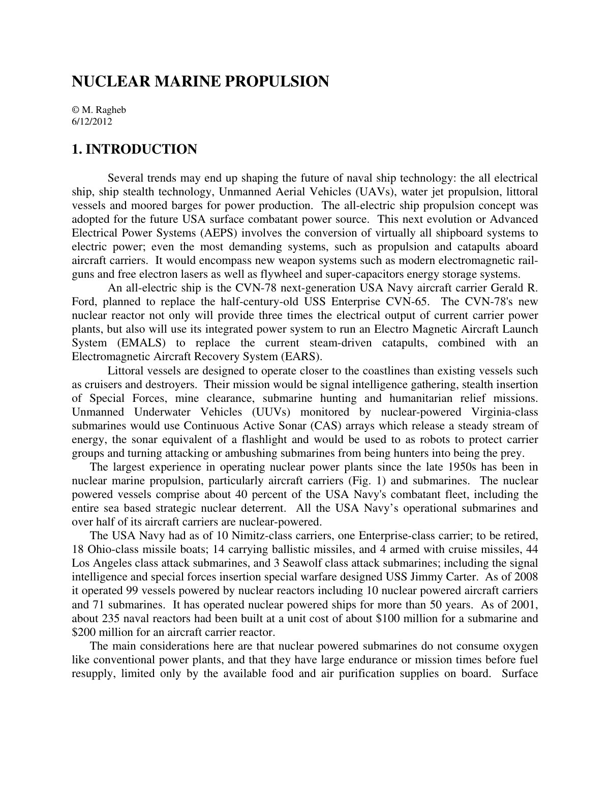 First page of Nuclear Marine Propulsion