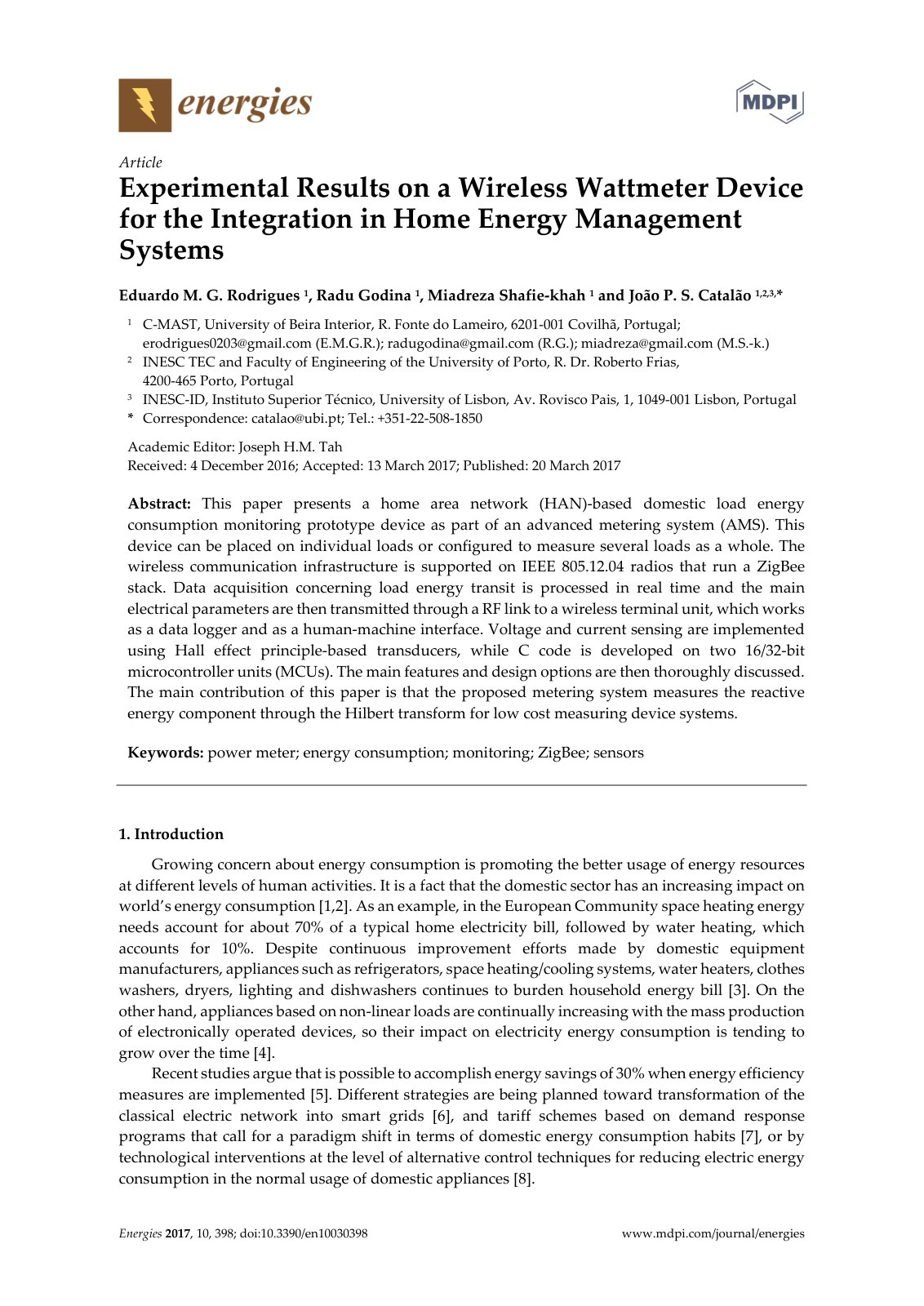 First page of Experimental results on a wireless wattm