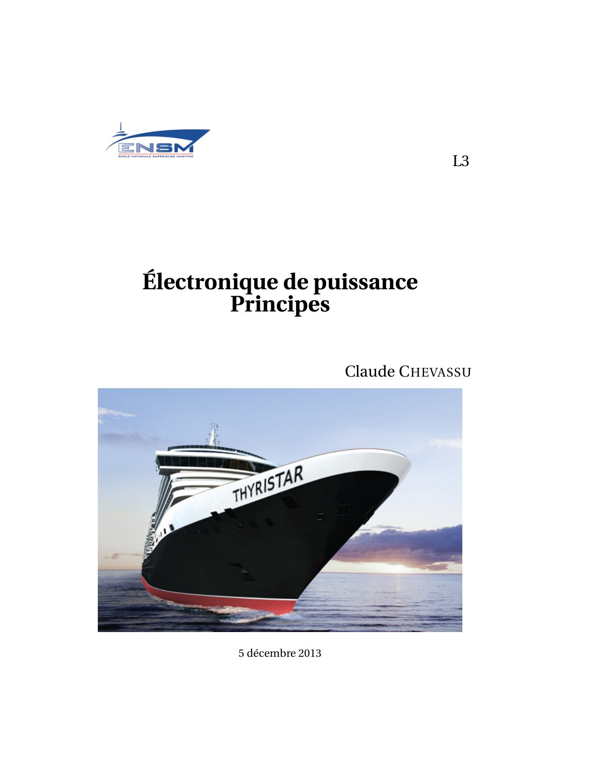 First page of cours electronique puissance