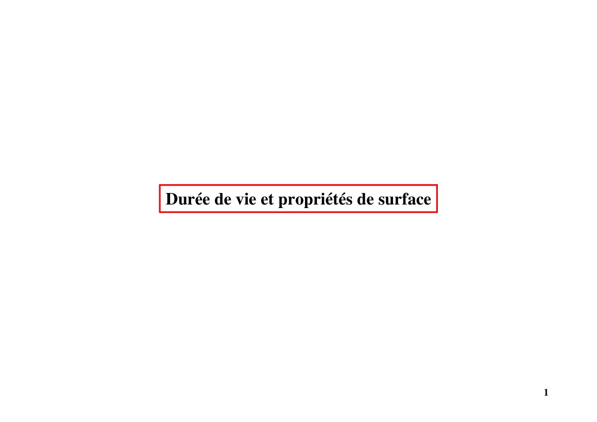 First page of Durée de vie et propriétés de surface
