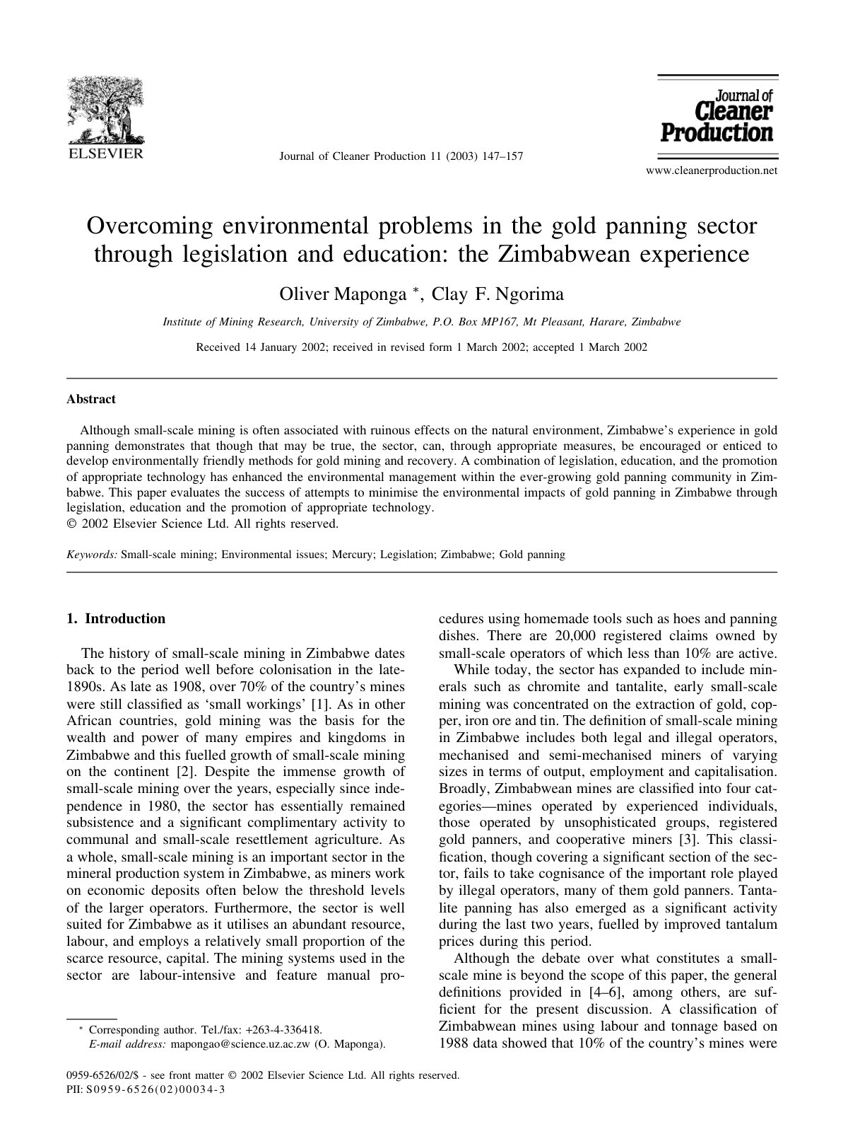 First page of Overcoming environmental problems in the