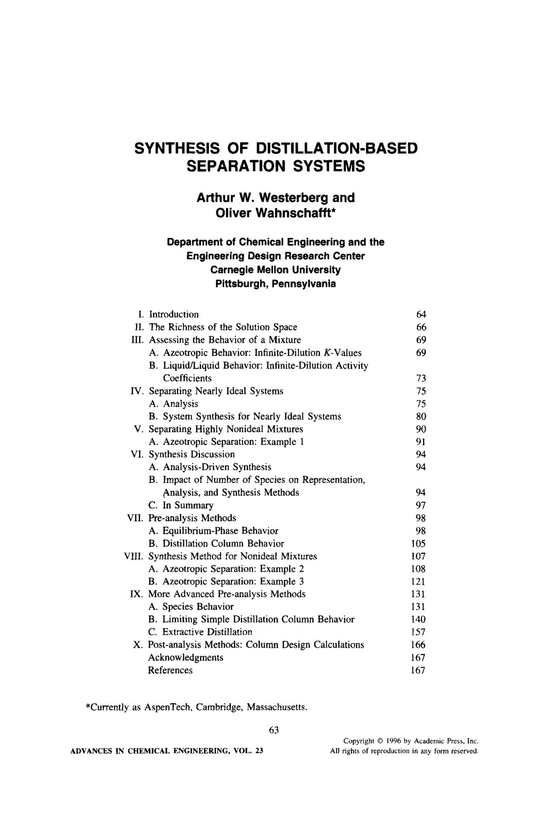First page of Synthesis of Distillation Based Separati