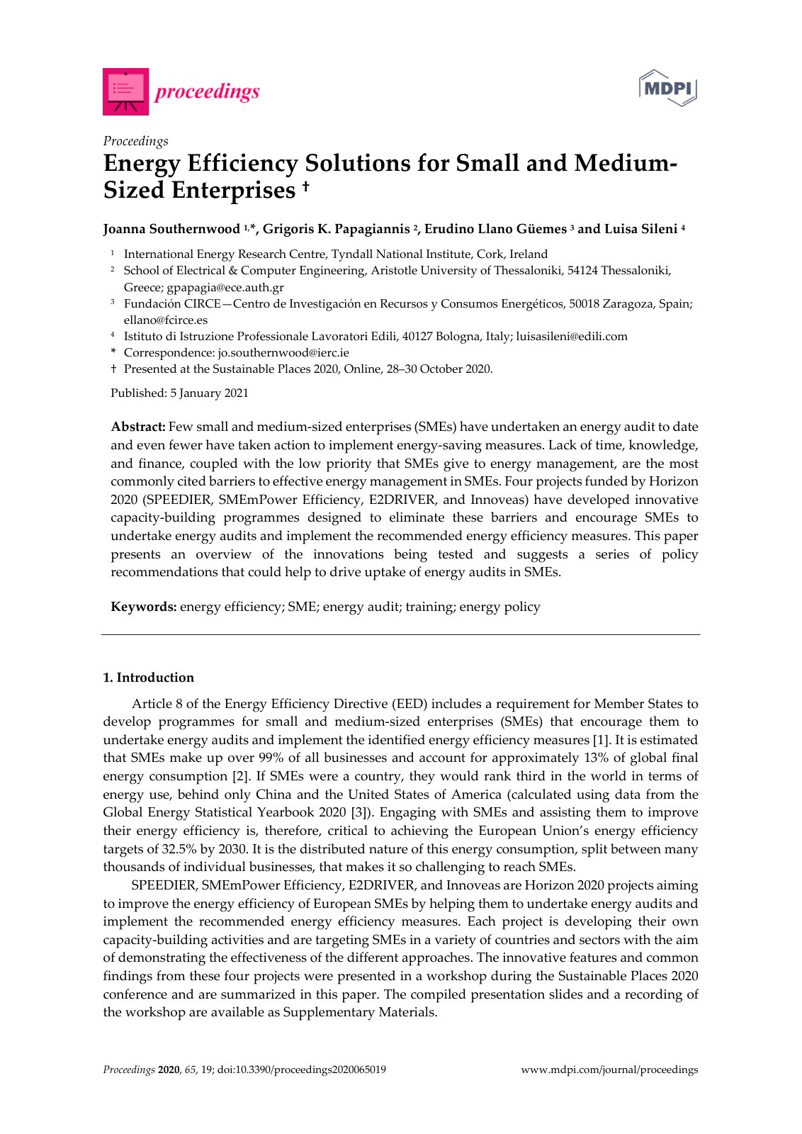 First page of Energy Efficiency Solutions for Small an