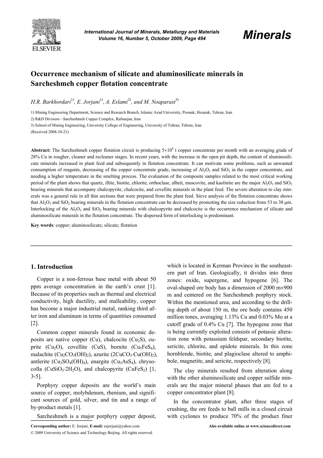 First page of Occurrence mechanism of silicate and alu