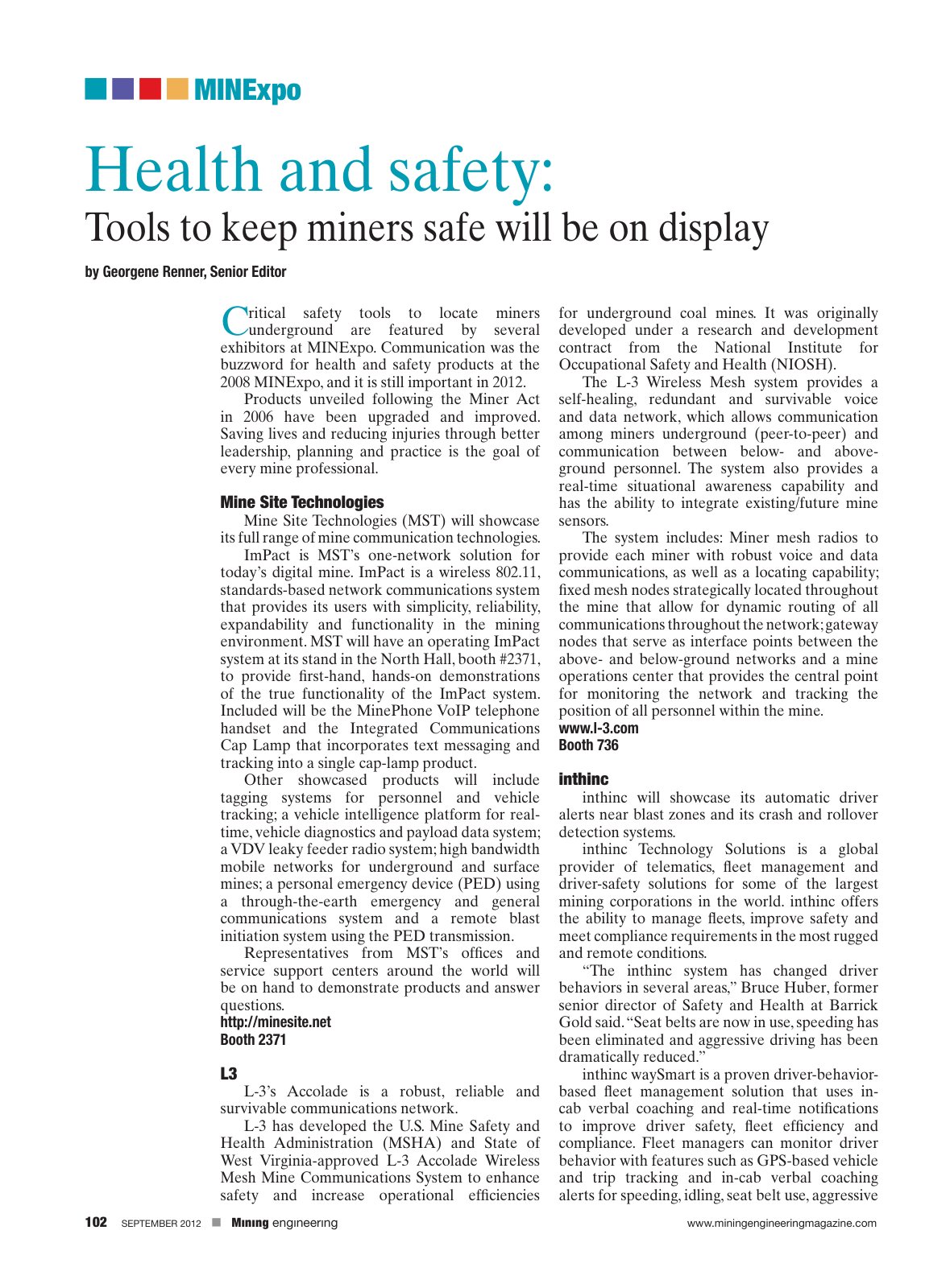 First page of Critical safety tools to locate miners underground