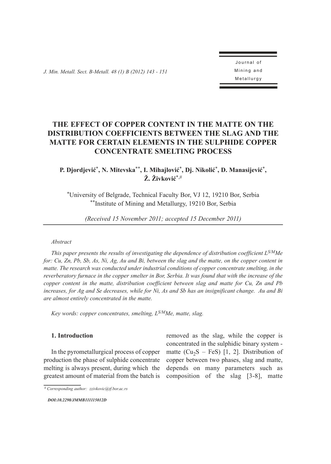 First page of The effect of copper content in the matt