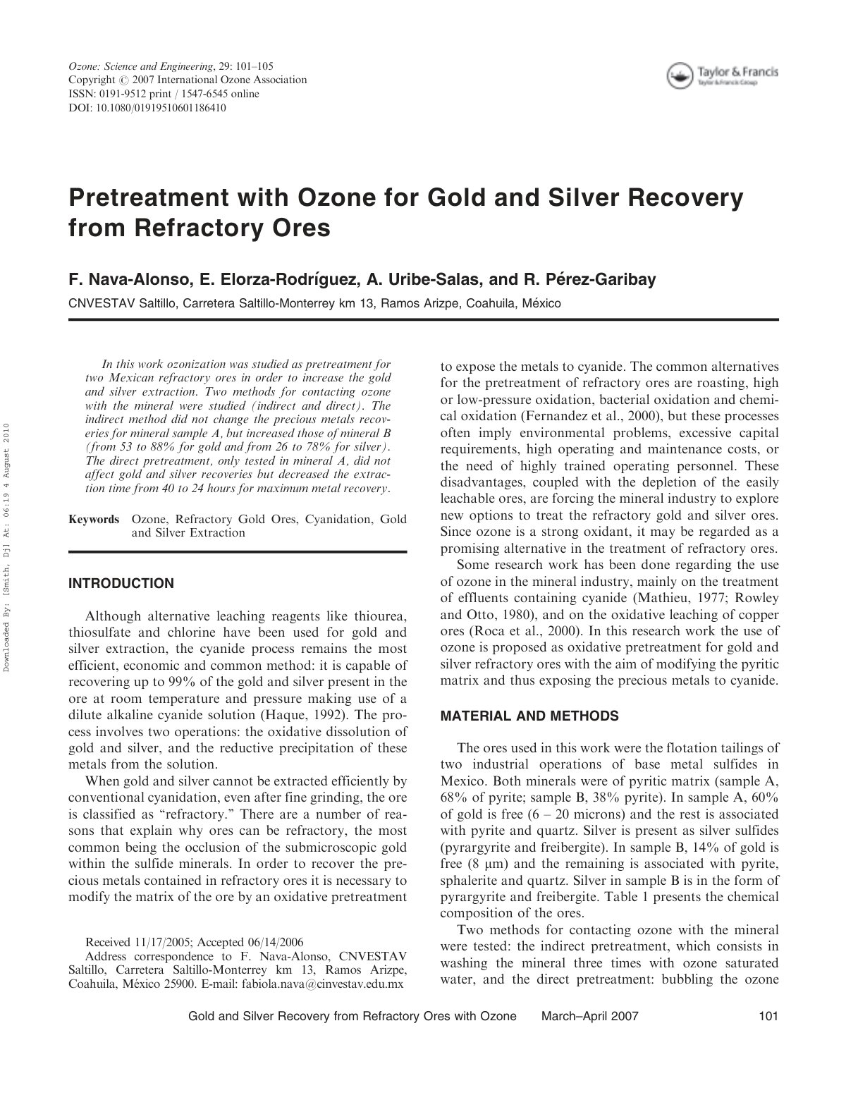 First page of Study of POX Pretreatment with Ozone