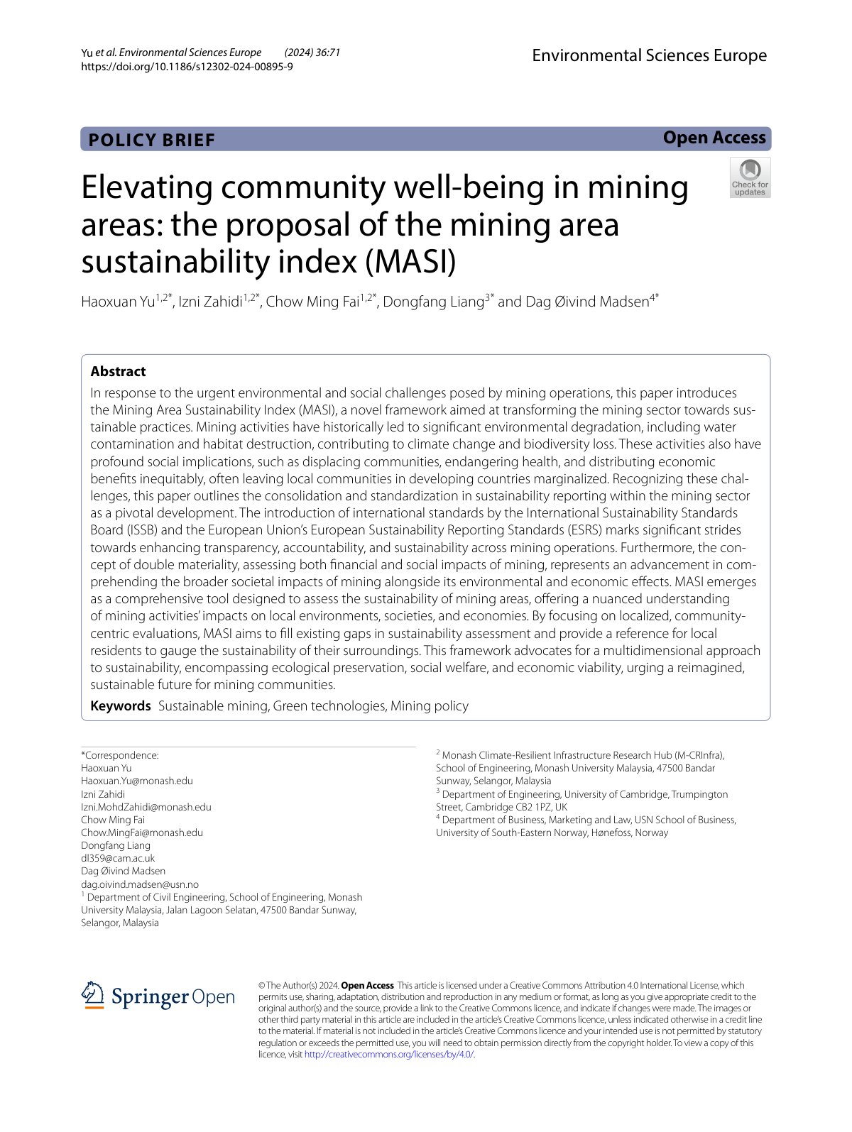 First page of Elevating community well being in mining