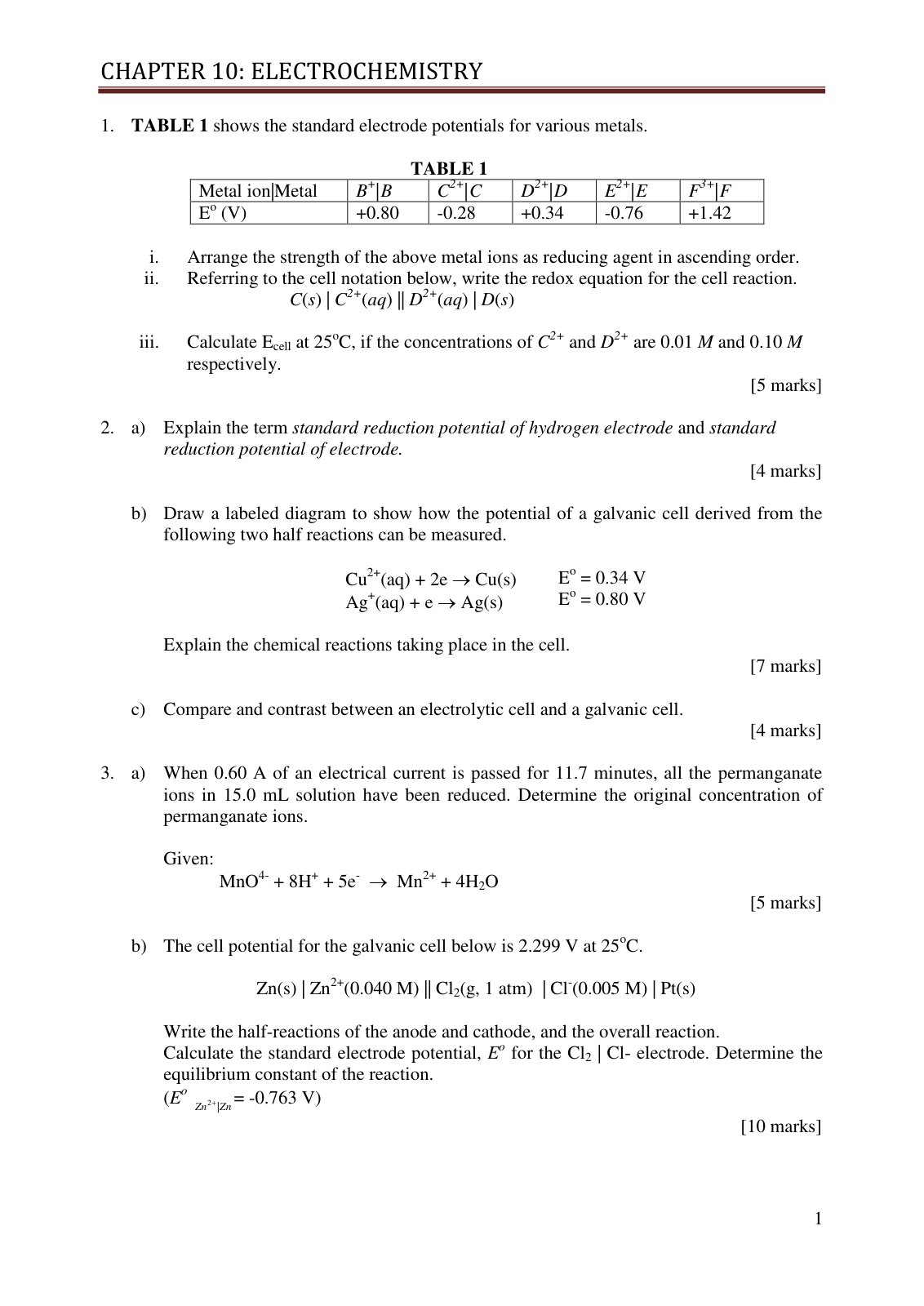 First page of CHAPTER 9 ELECTROCHEMISTRY