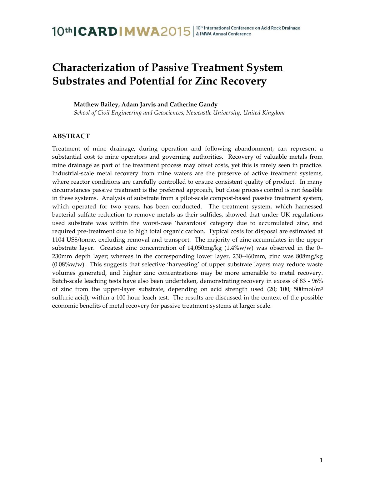 First page of Characterization of Passive Treatment Sy