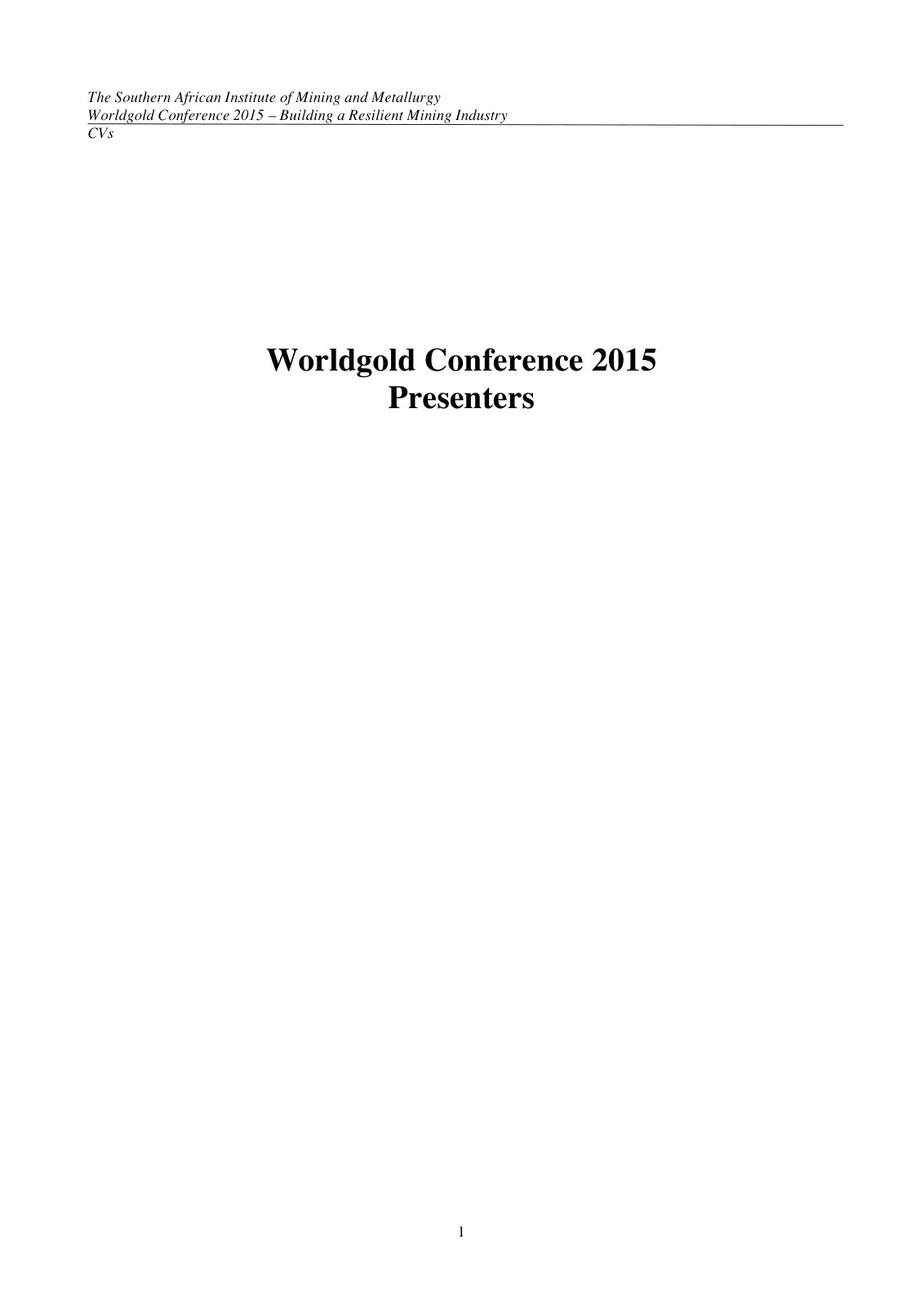 First page of WG CVs