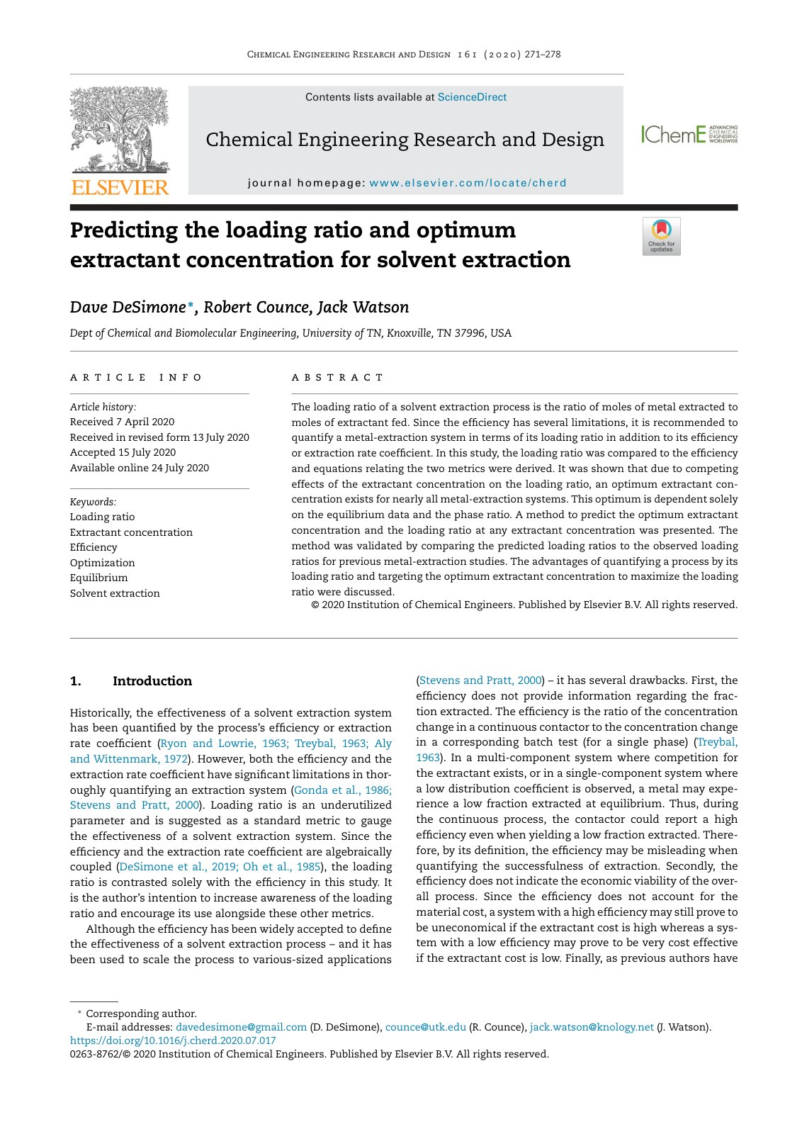 First page of Predicting the loading ratio and optimum
