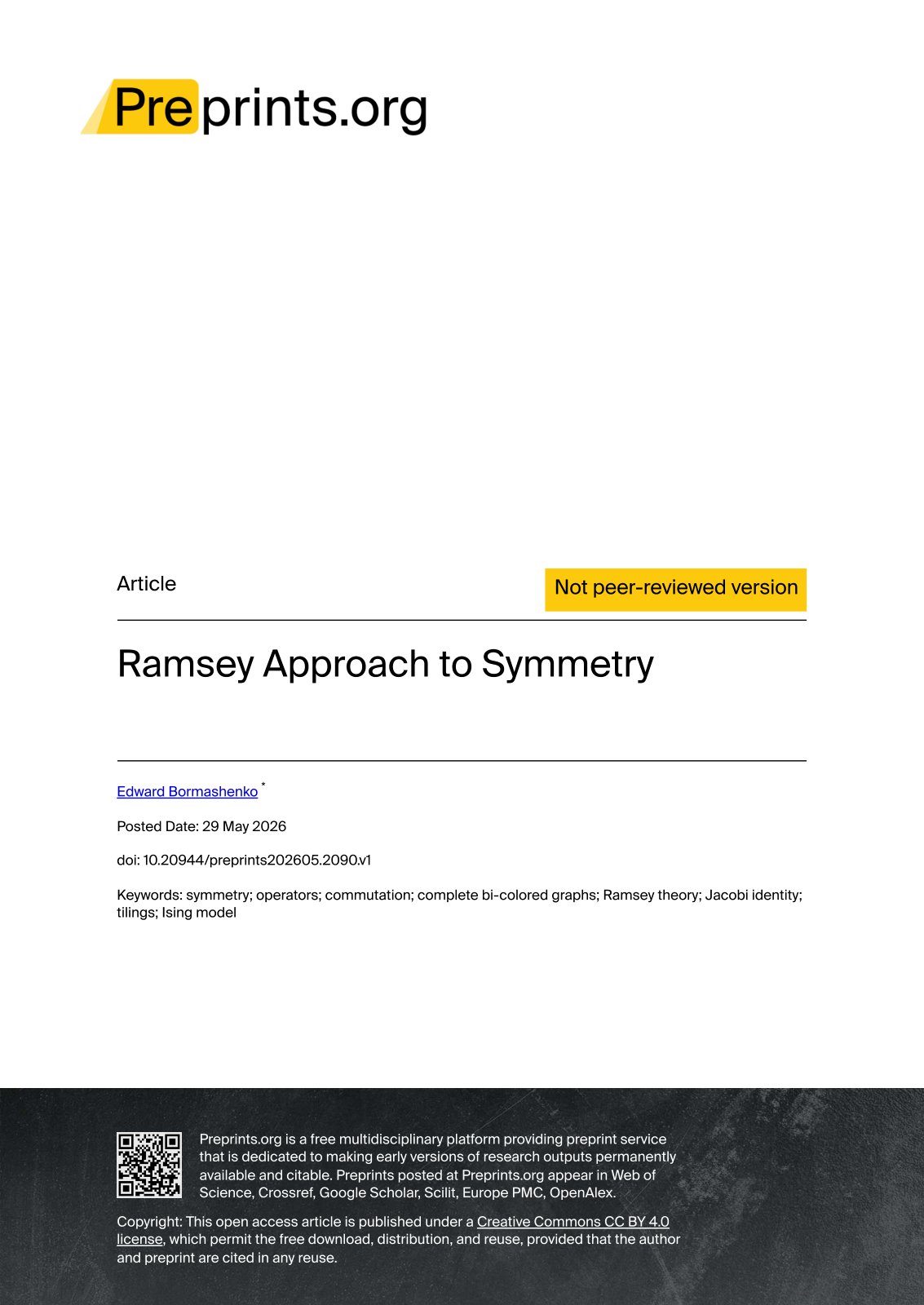 First page of Ramsey Approach to Symmetry