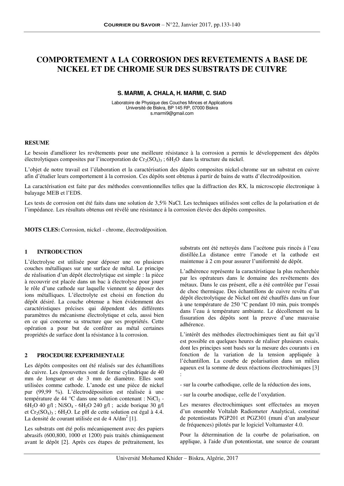 First page of Comportement a La Corrosion Des Reveteme