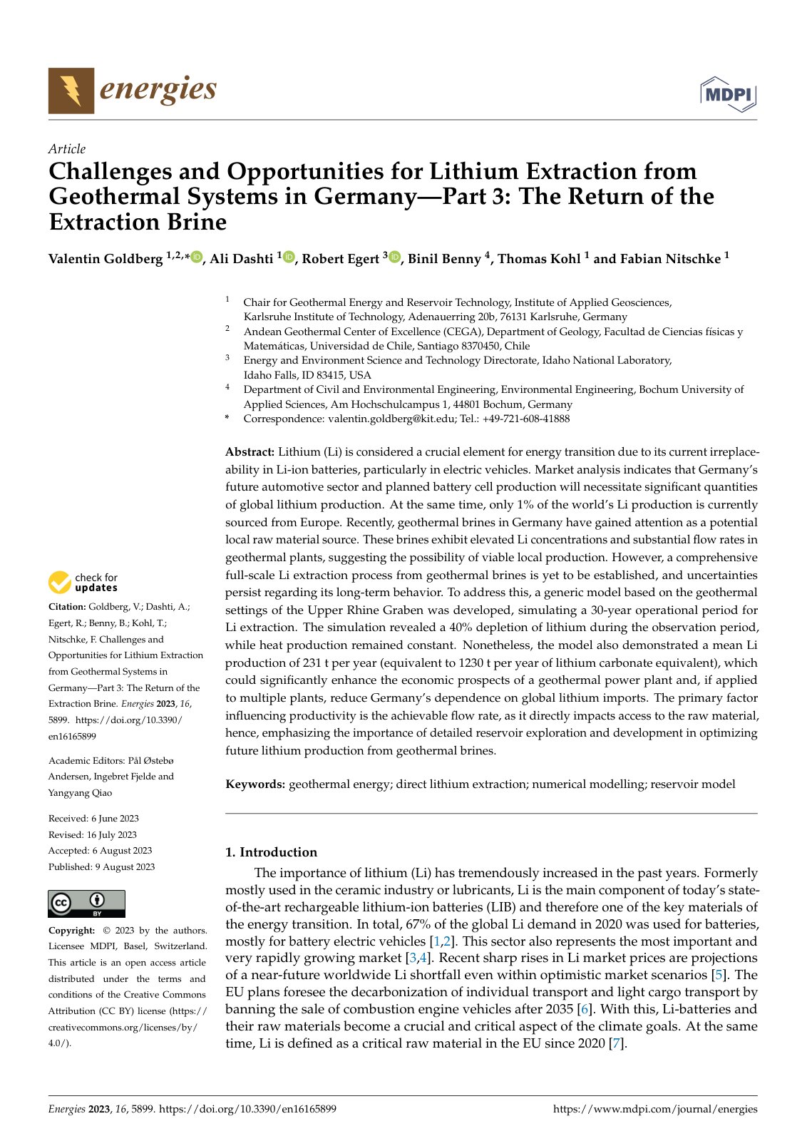 First page of Challenges and Opportunities for Lithium