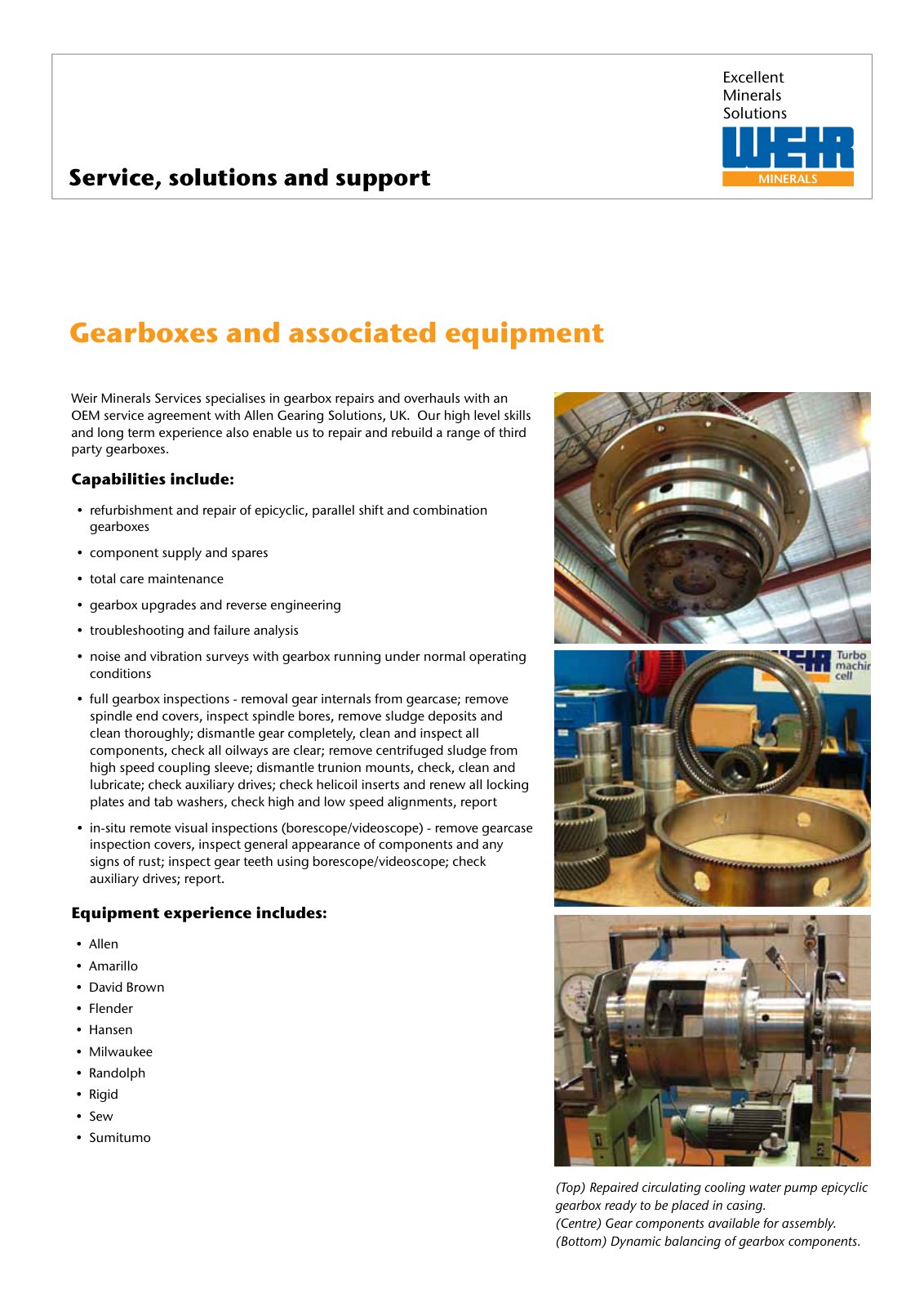 First page of Service solutions & support Gearboxes PREVIEW