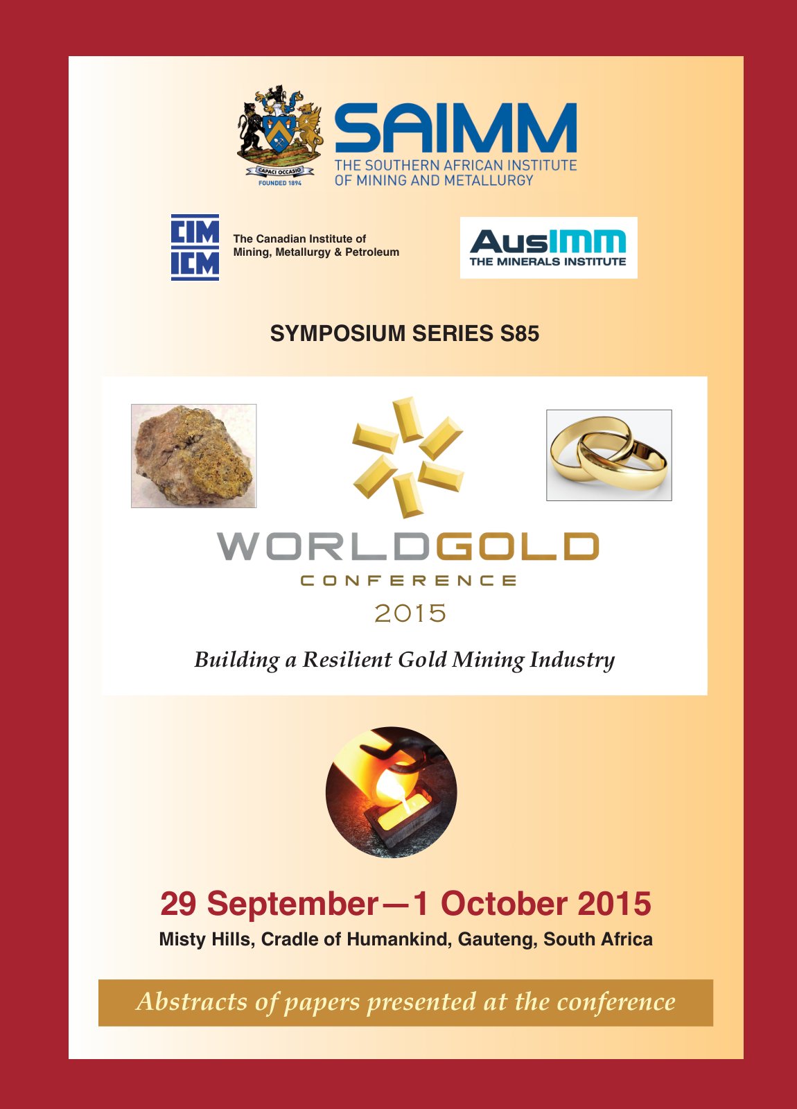 First page of WorldGold2015 Abstract Booklet