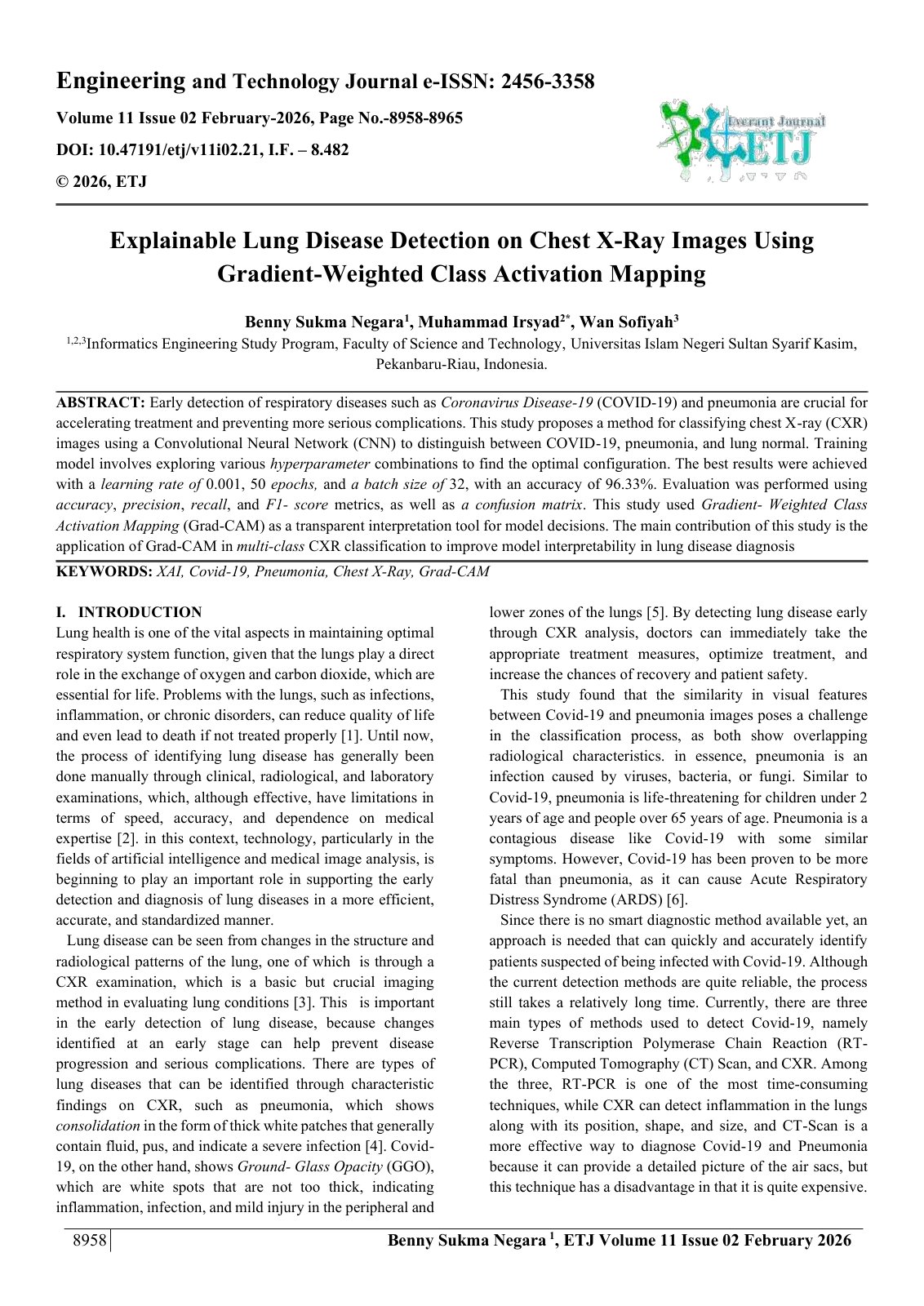 First page of Explainable Lung Disease Detection on Chest X-Ray Images Using  Gradient-Weighted Class Activation Mapping