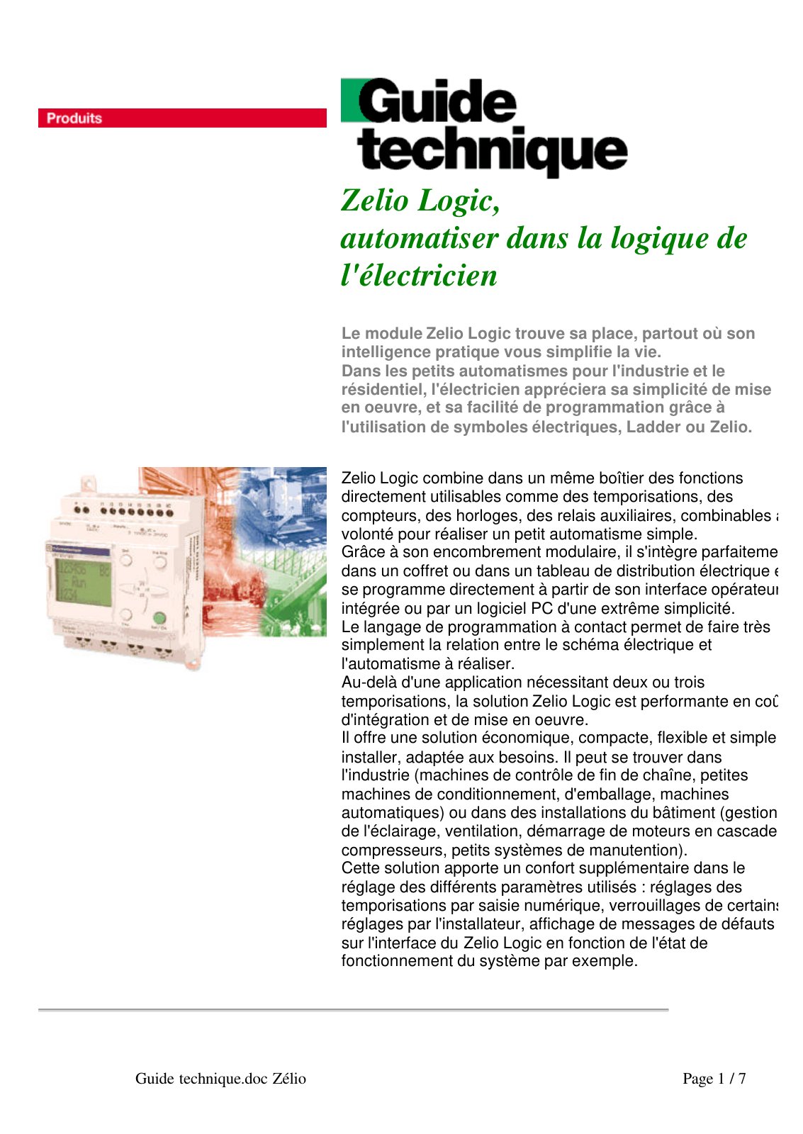First page of zelio