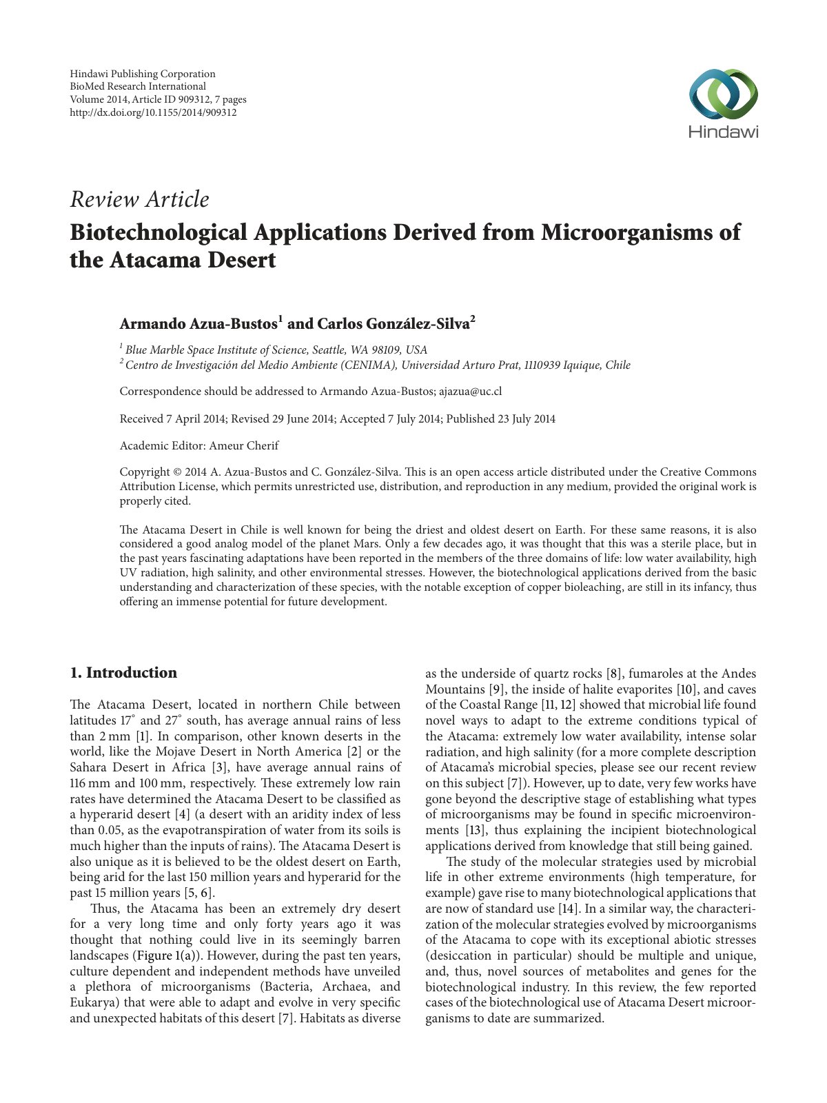 First page of Biotechnological Applications Derived fr