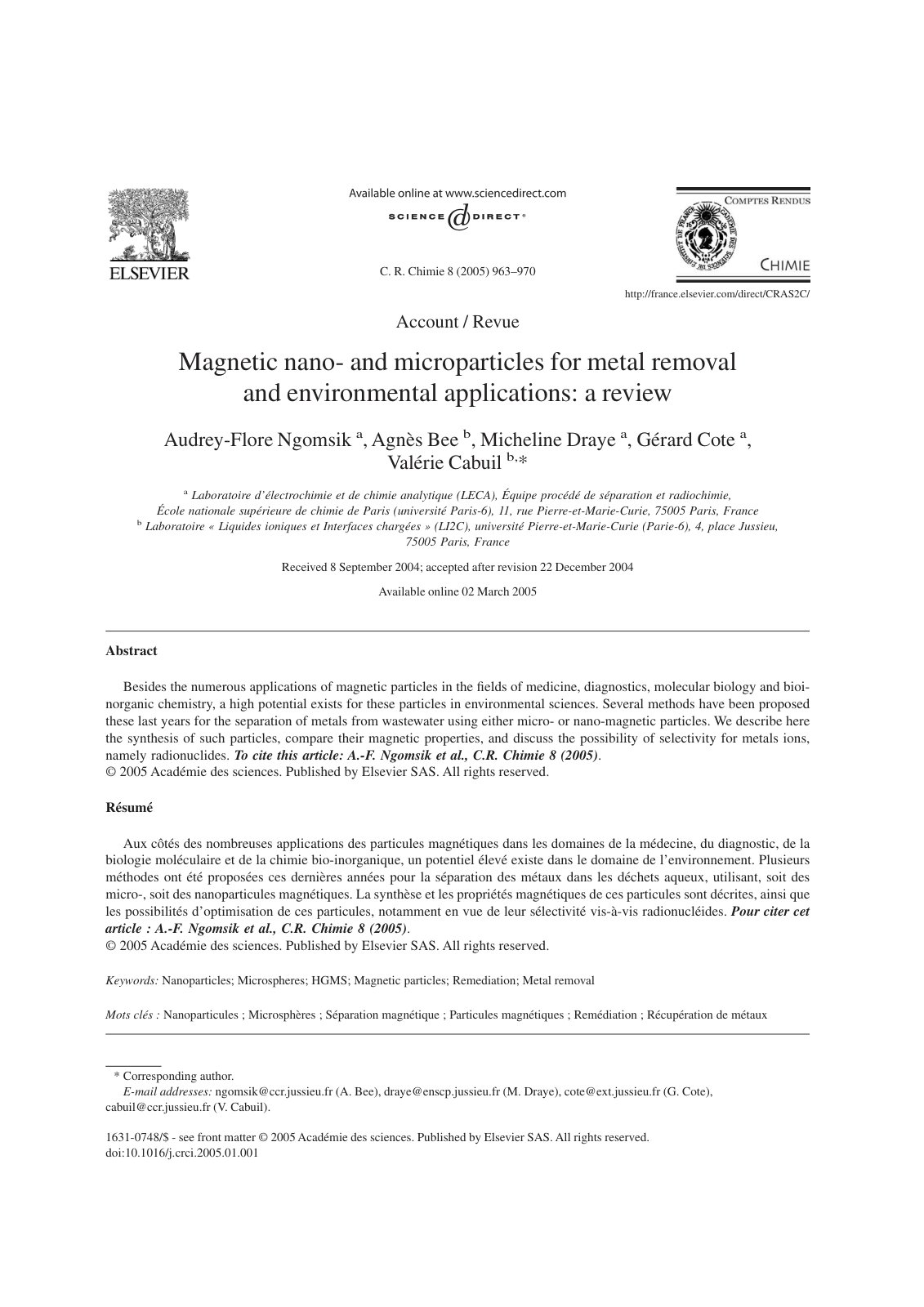 First page of Magnetic nano and microparticles for met