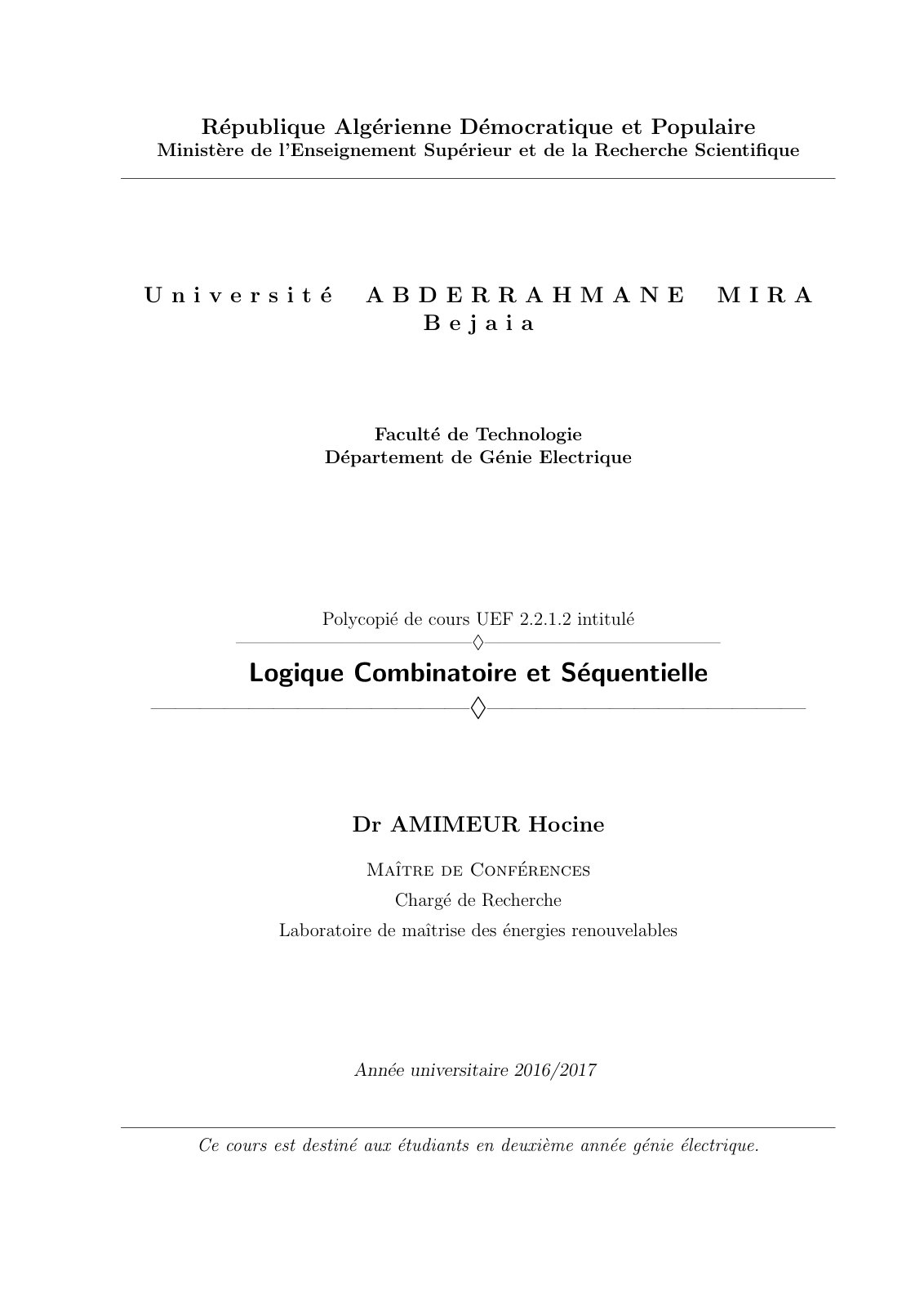 First page of circuit logique2