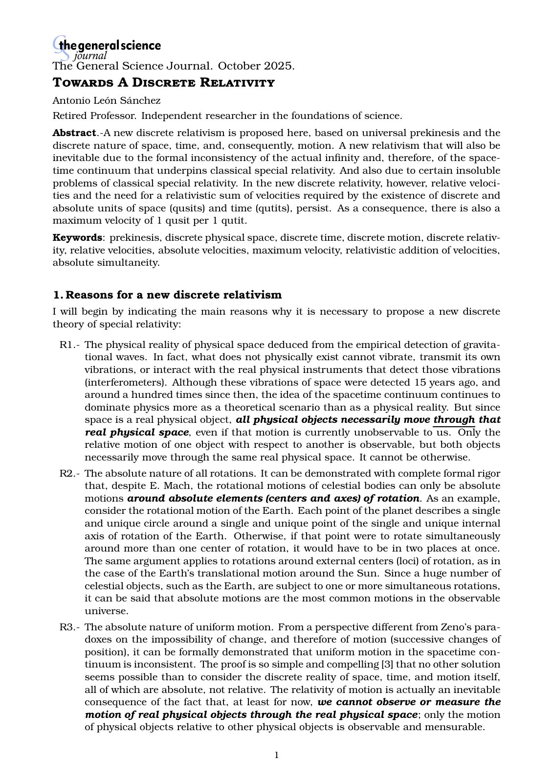First page of Towards a discrete relativity