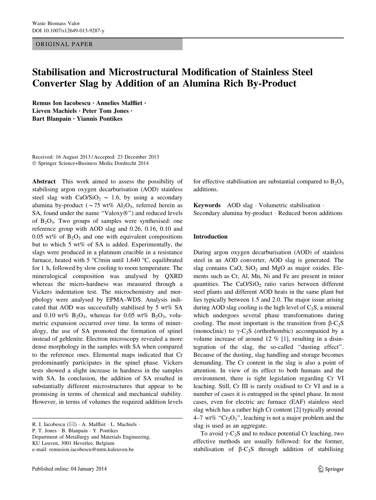 First page of Stabilisation and Microstructural Modifi