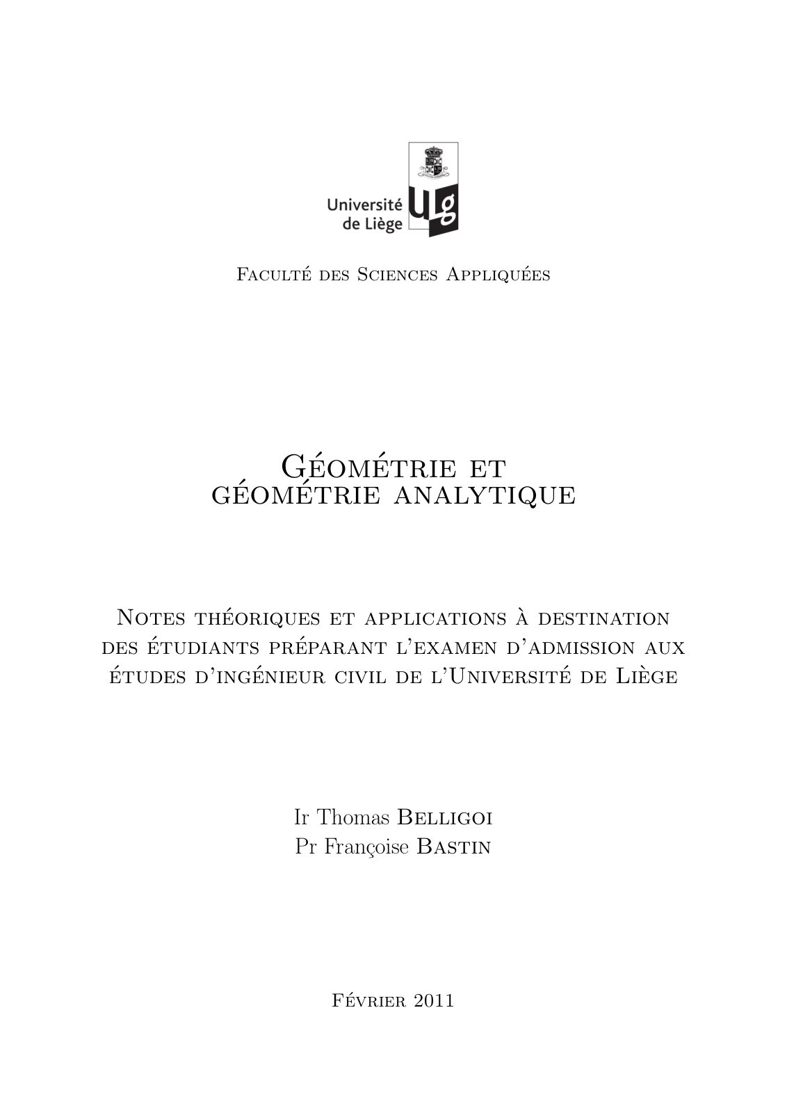 First page of Exercices de Géométrie plane