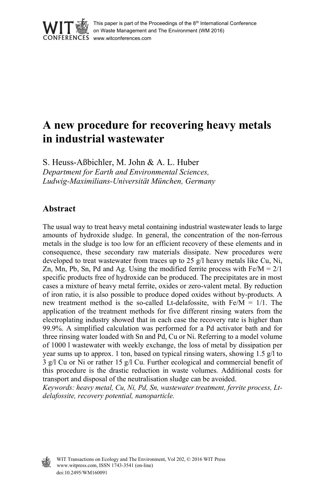 First page of A new procedure for recovering heavy met
