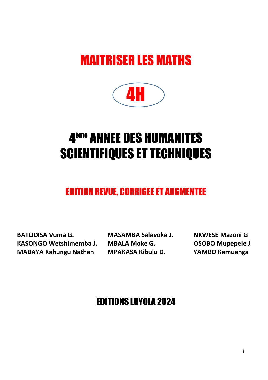 First page of Maîtriser les Math 4H KlbR   Copie 123407
