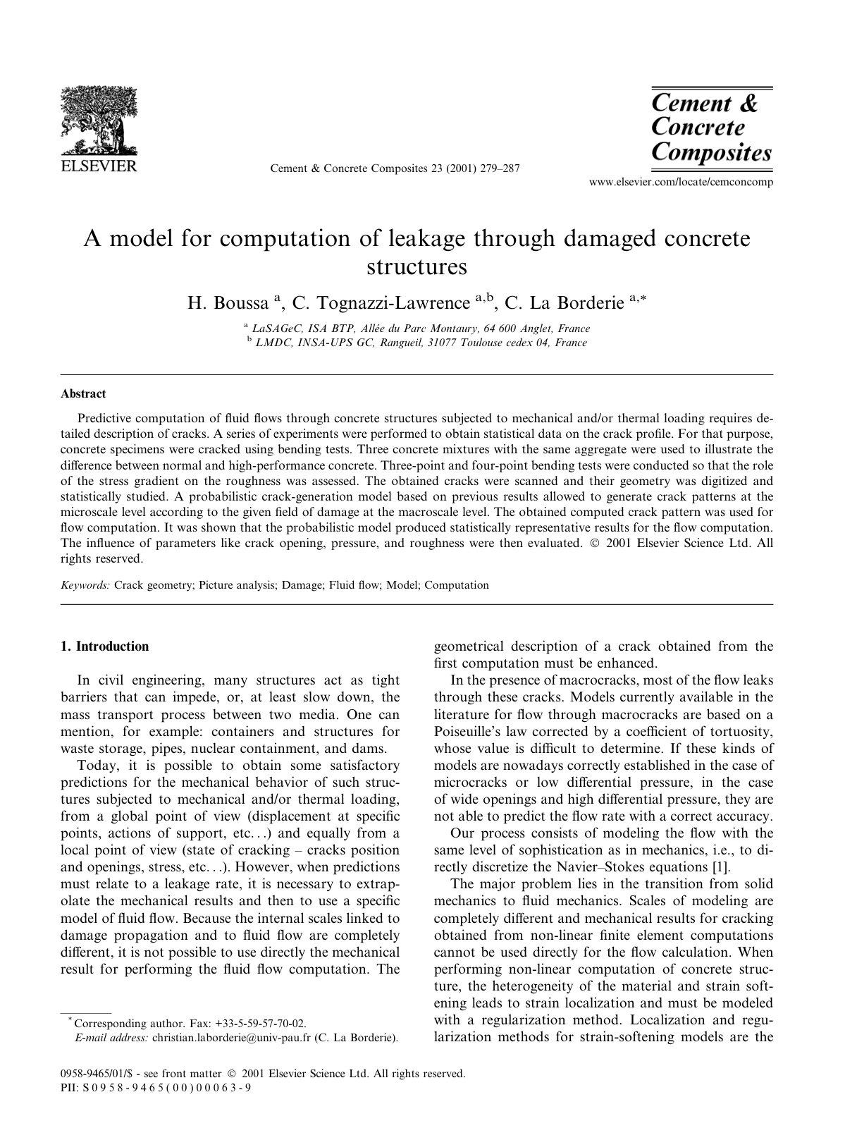 First page of A model for computation of leakage throu
