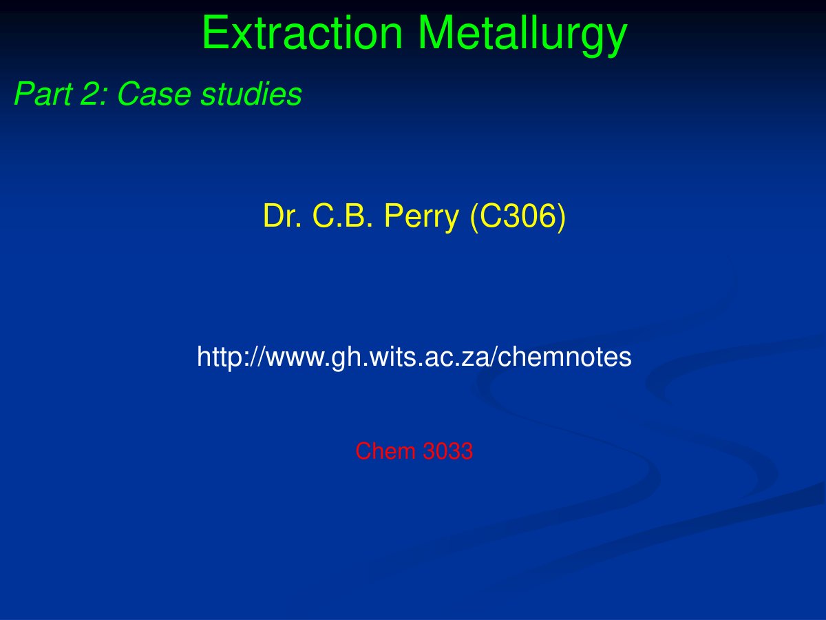First page of 458394693 extraction metallurgy c b perry 123s
