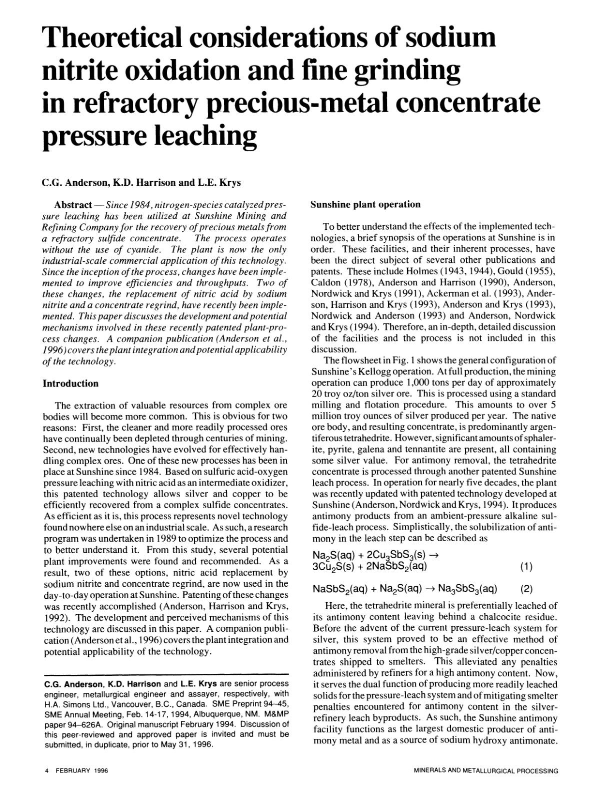 First page of Theoretical considerations of sodium nit